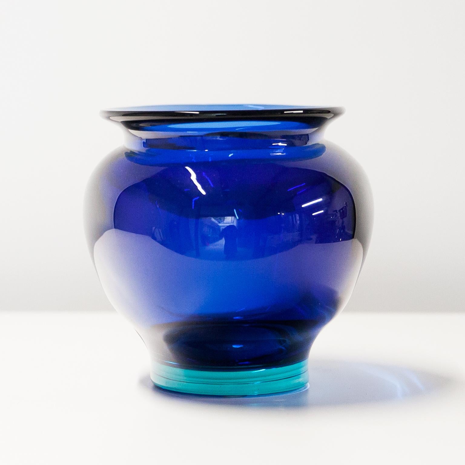 Enorme cuenco de cristal de Murano verde azulado de Cendese Moderno de mediados de siglo en venta