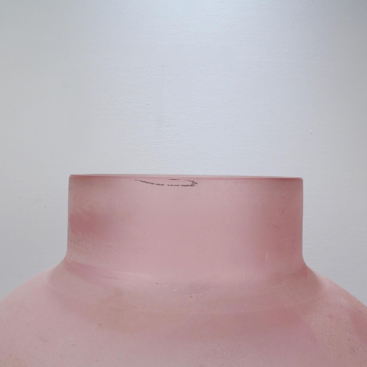 Huge Cenedese Pink Scavo kugelförmige oder kugelförmige Muranoglasvase im Angebot 2