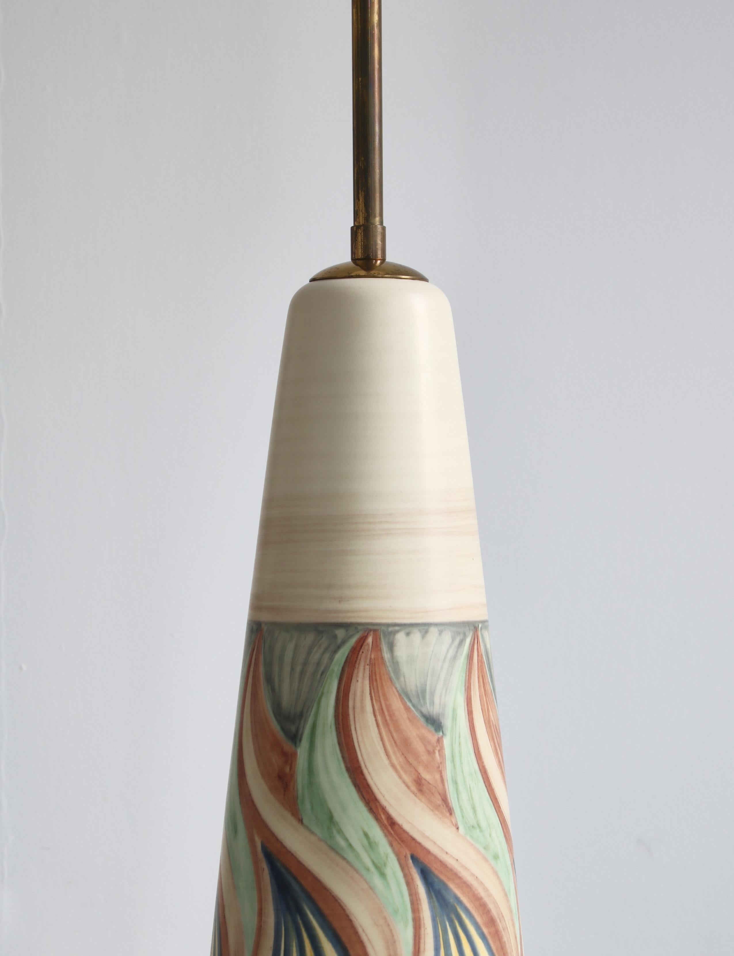 Brass Large Ceramic Floor Lamp by Rigmor Nielsen for Søholm, 1960s, Danish Modern