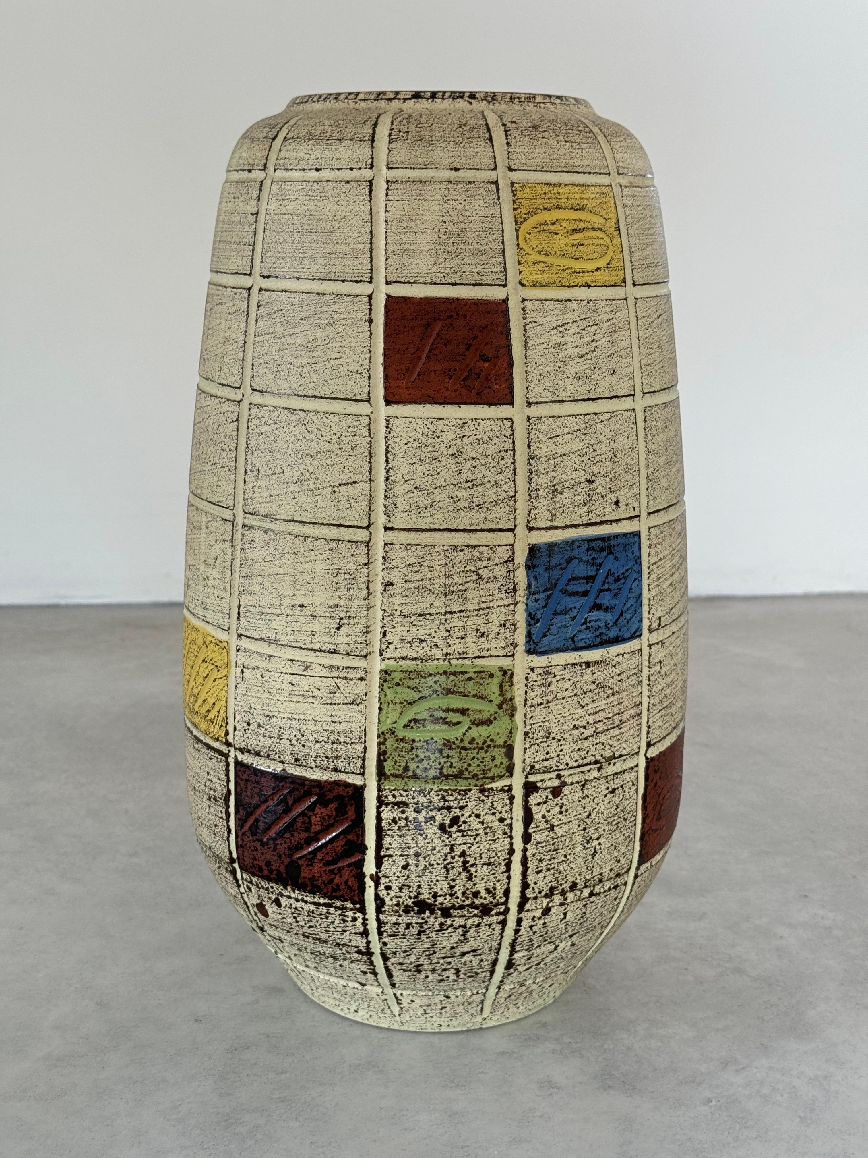 Riesige Keramikvase, abstraktes Design von Spara Keramik Westdeutschland um 1960 im Zustand „Hervorragend“ im Angebot in leucate, FR