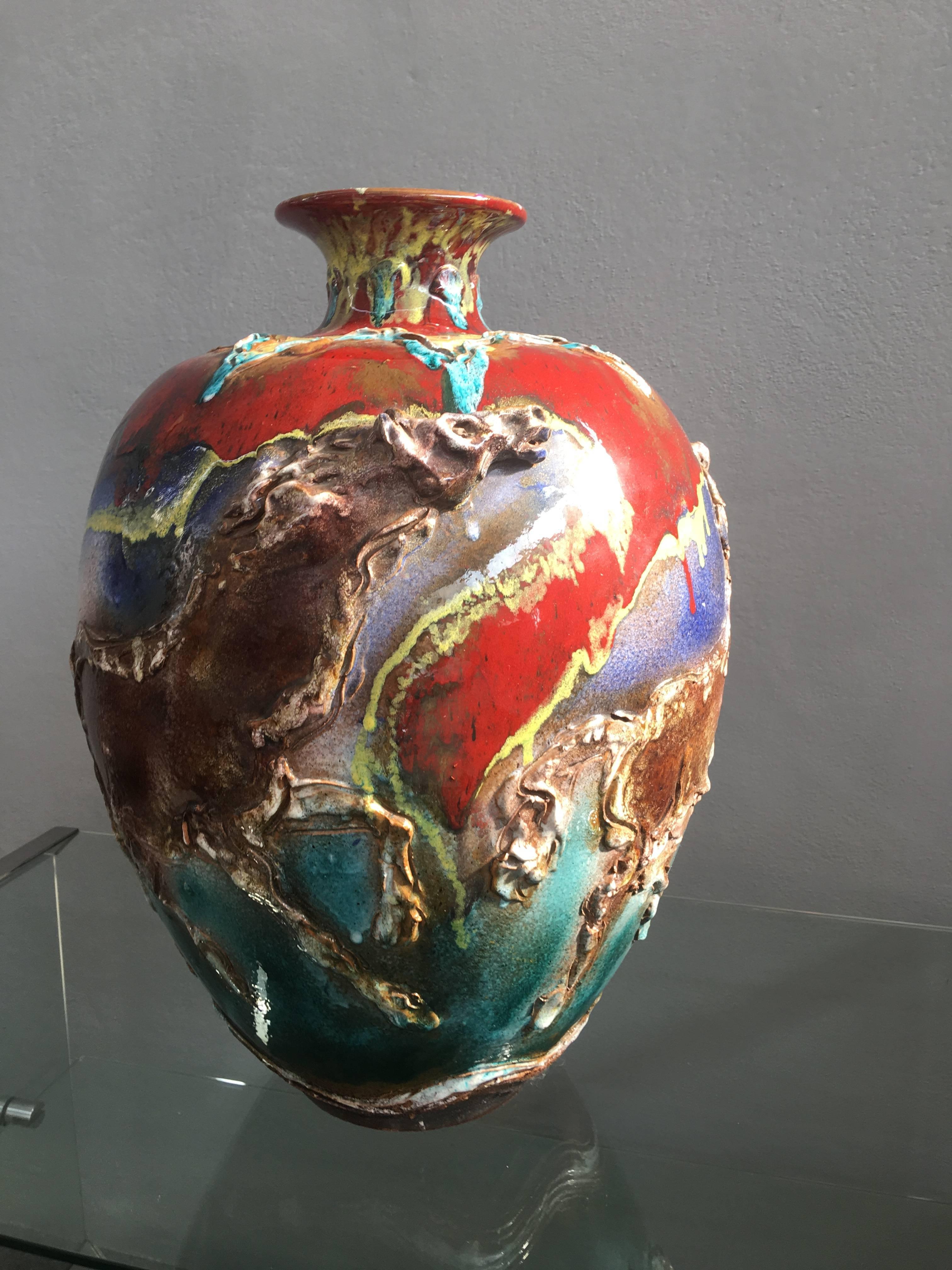 Wonderful vase signed Ghersi, one of the most representative artist in the 1970.
Important collaboration with Lucio Fontana.
 