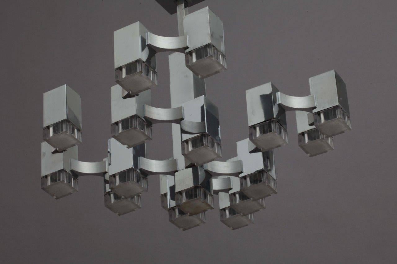 Late 20th Century Huge Chandelier Cubic by Sciolari, Italy, 1970s