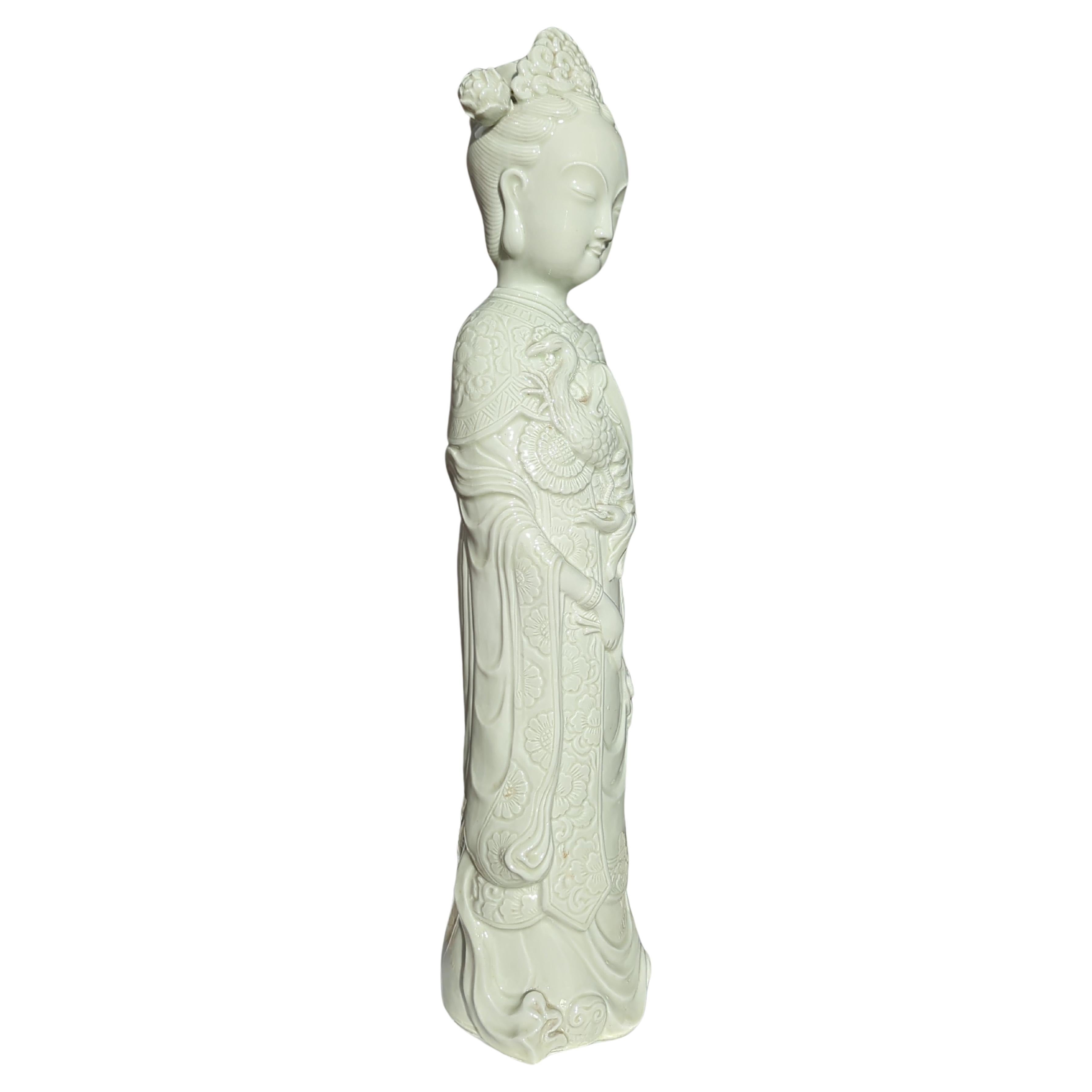 Huge 23 Zoll chinesisches Porzellan Blanc de Chine-Figur der Xi Wang Mu Goddess aus der Mitte des 20. Jahrhunderts (Qing-Dynastie) im Angebot
