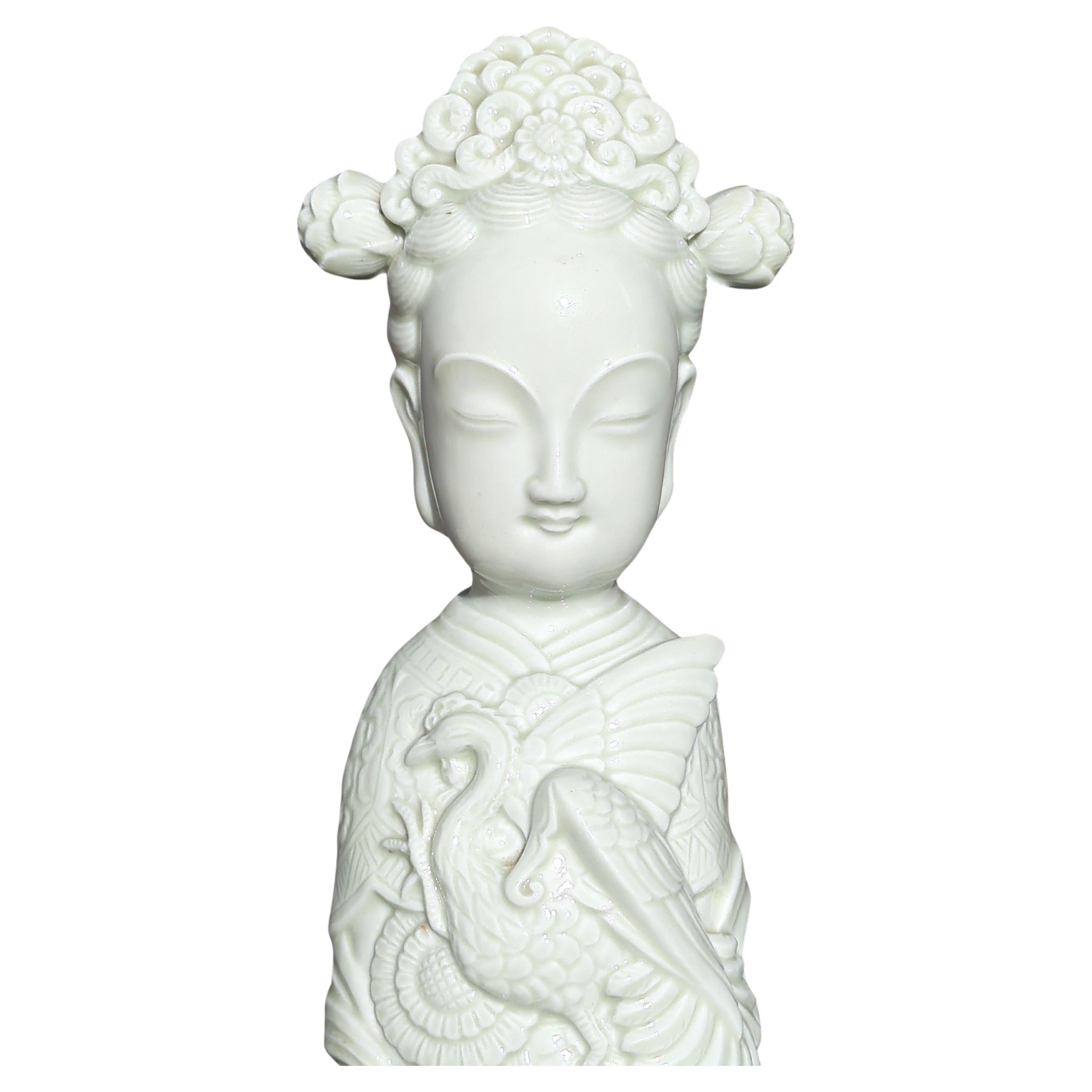 Huge 23 Zoll chinesisches Porzellan Blanc de Chine-Figur der Xi Wang Mu Goddess aus der Mitte des 20. Jahrhunderts im Angebot 2