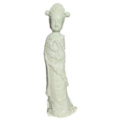 Vintage Huge 23" Chinese Porcelain Blanc de Chine Figure of Xi Wang Mu Goddess mid 20c