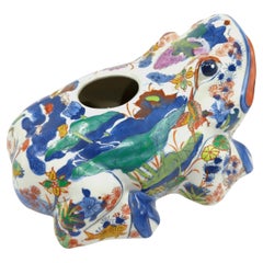 Vintage Huge Chinese Porcelain Doucai Decorated Frog Vase Underglaze Blue Late Qing 19c