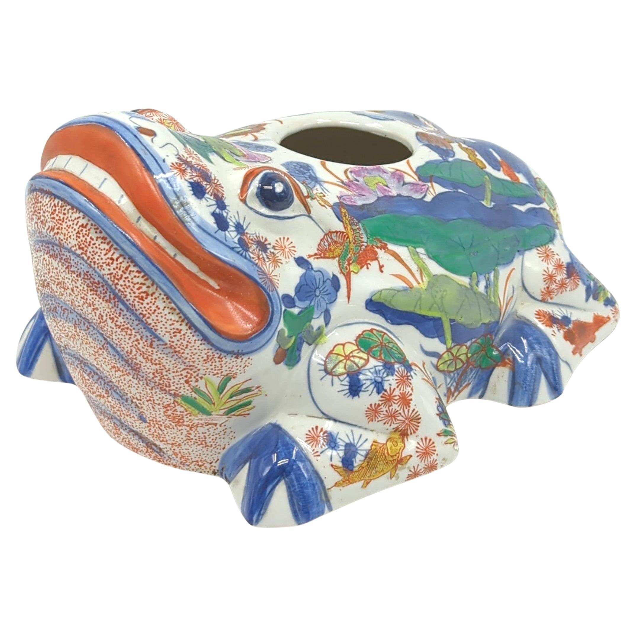 Grand vase grenouille décoré en porcelaine chinoise Doucai bleu sous glaçure fin Qing 19c en vente 5