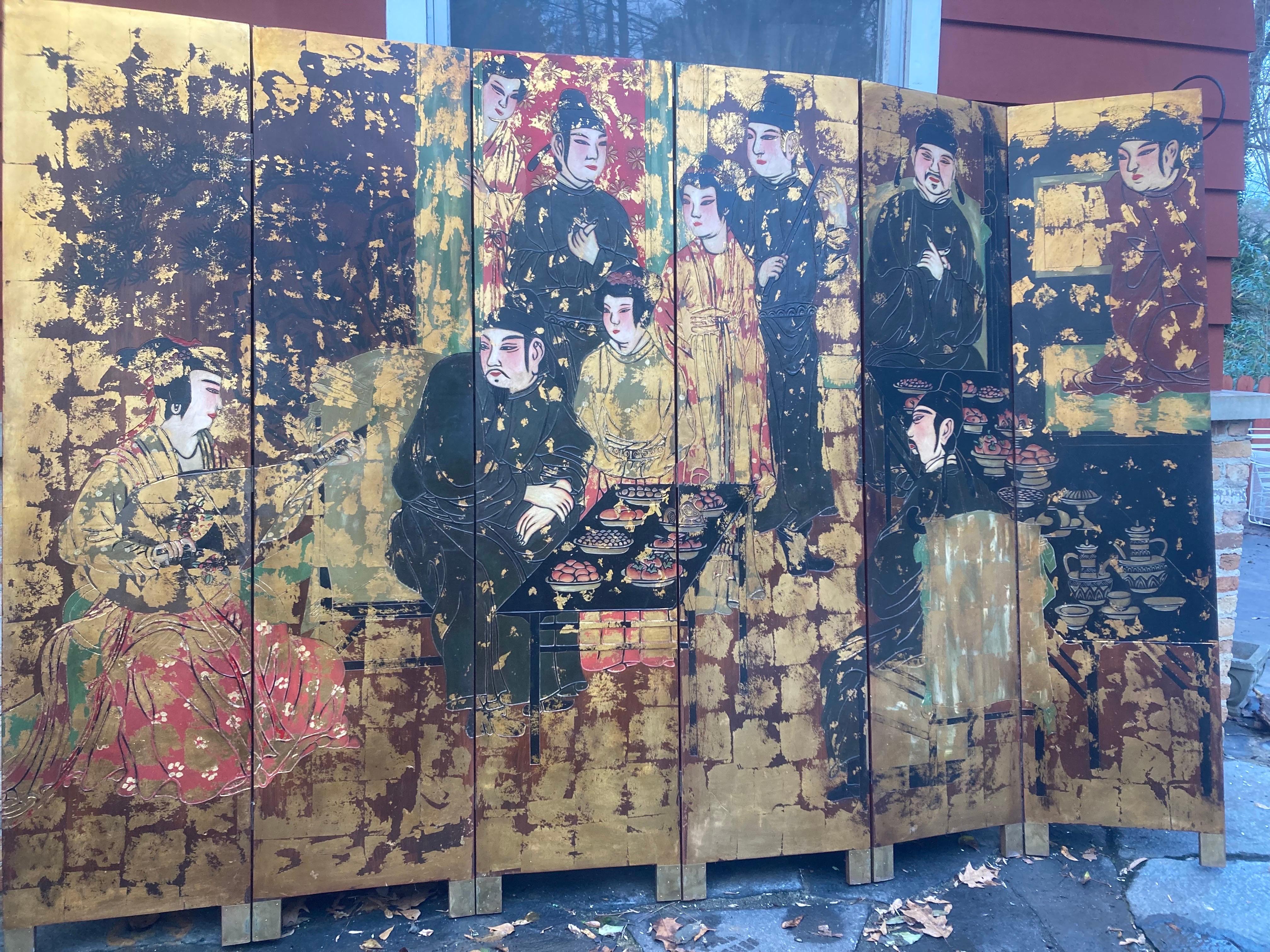 Huge Chinoiserie Folding Screen, circa 1950 For Sale 4