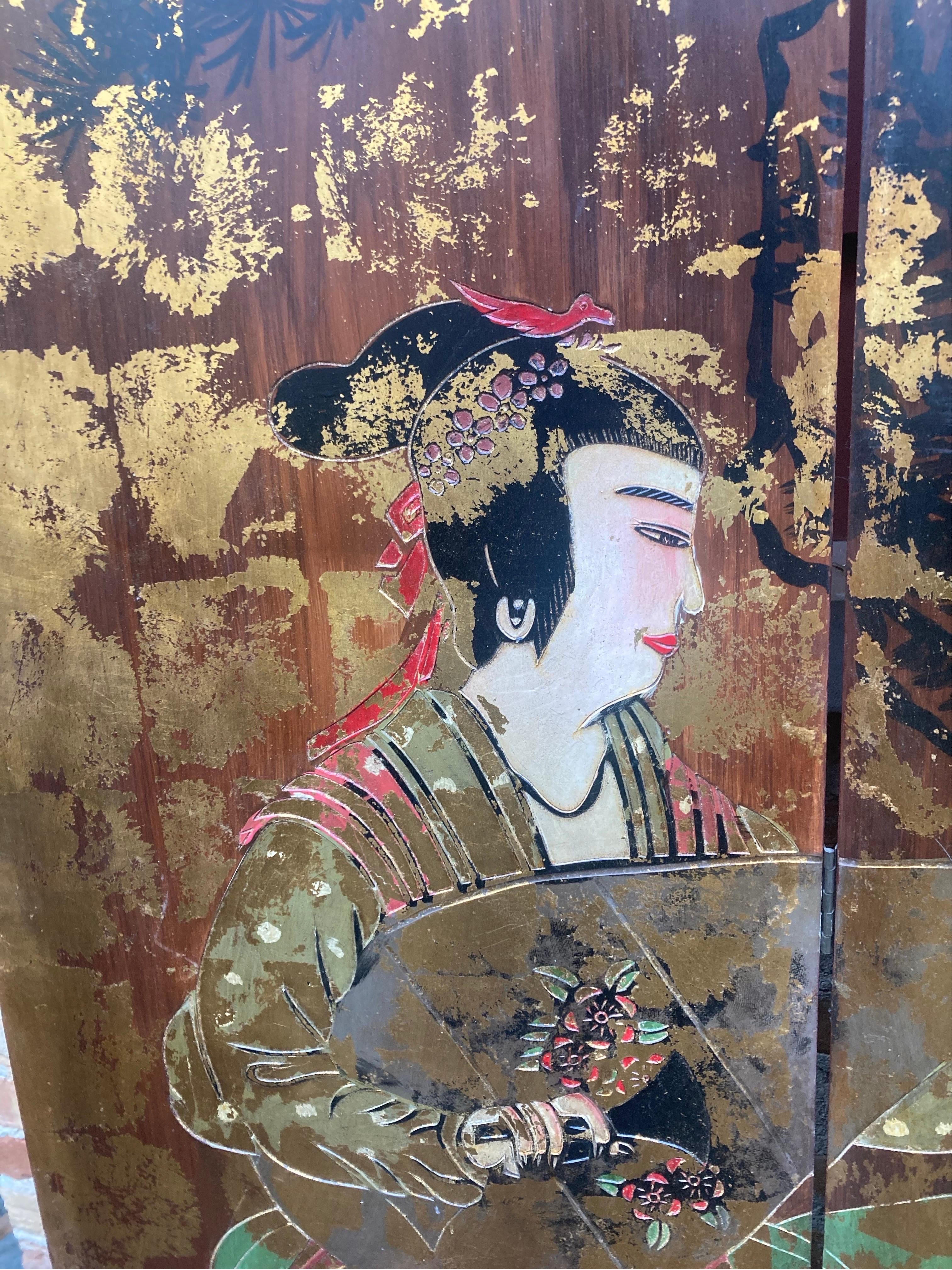 Huge Chinoiserie Folding Screen, circa 1950 For Sale 6