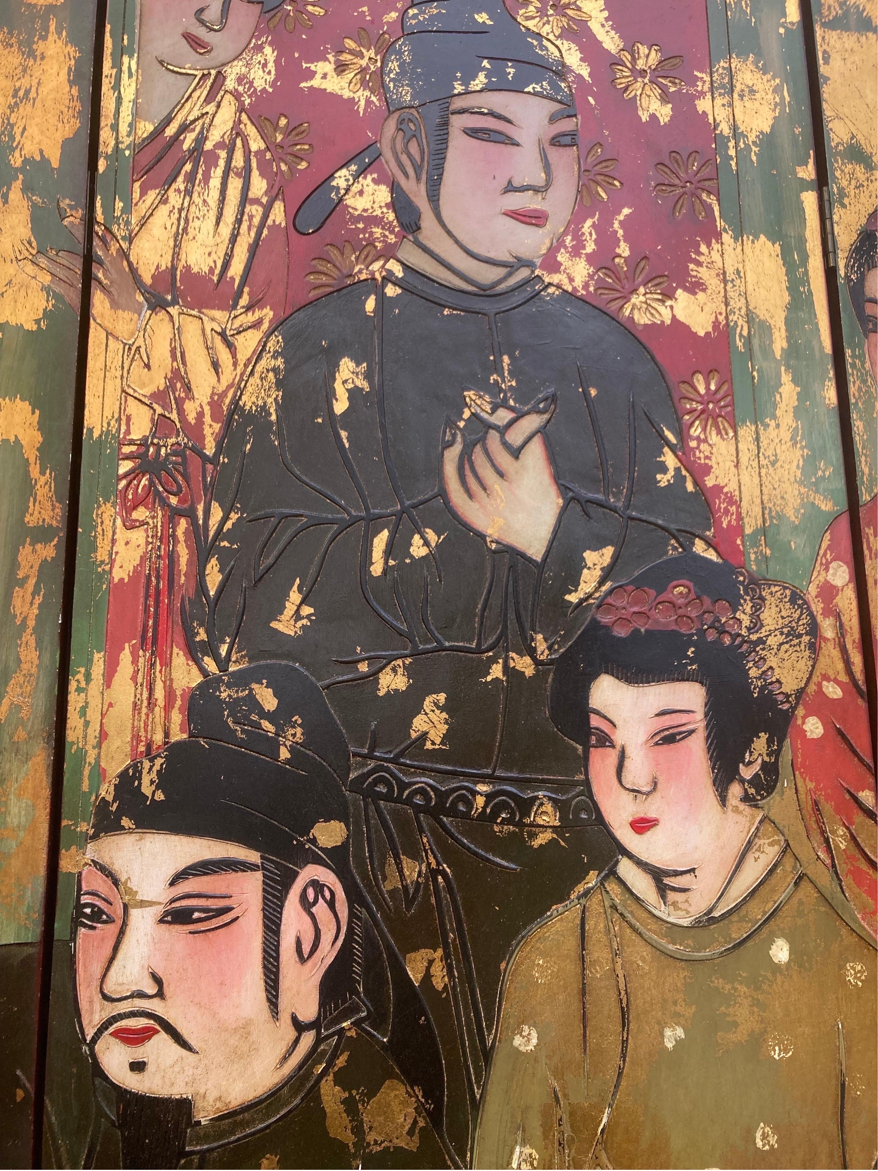 Huge Chinoiserie Folding Screen, circa 1950 For Sale 2