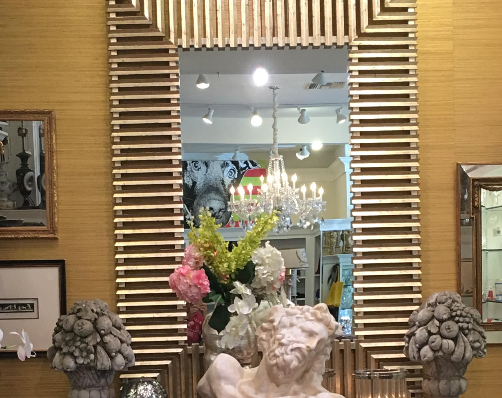Enorme specchio Christopher Guy Modern Designer Silver Giltwood.