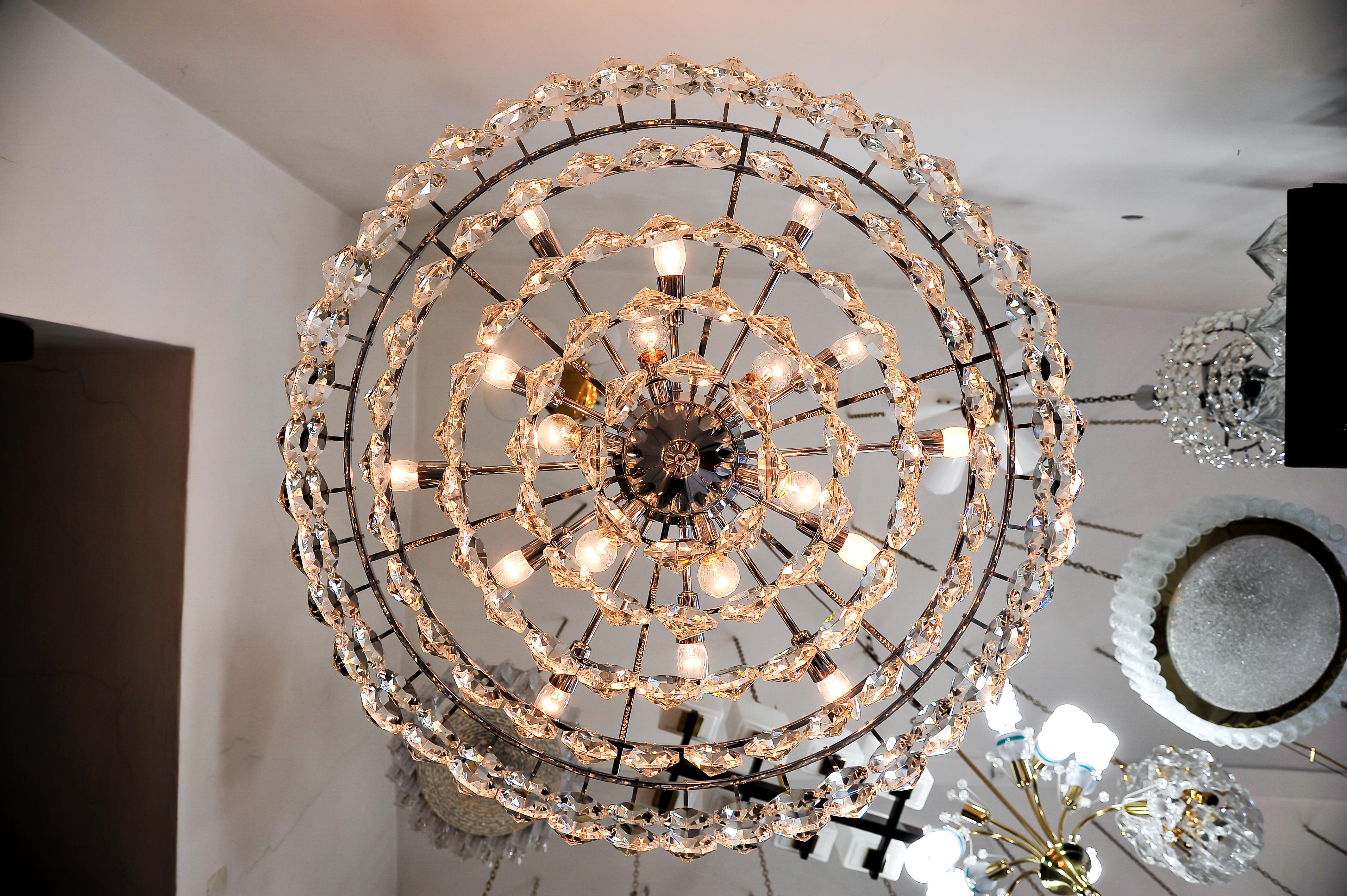 Huge Chromed Chandelier, circa 1960s For Sale 12