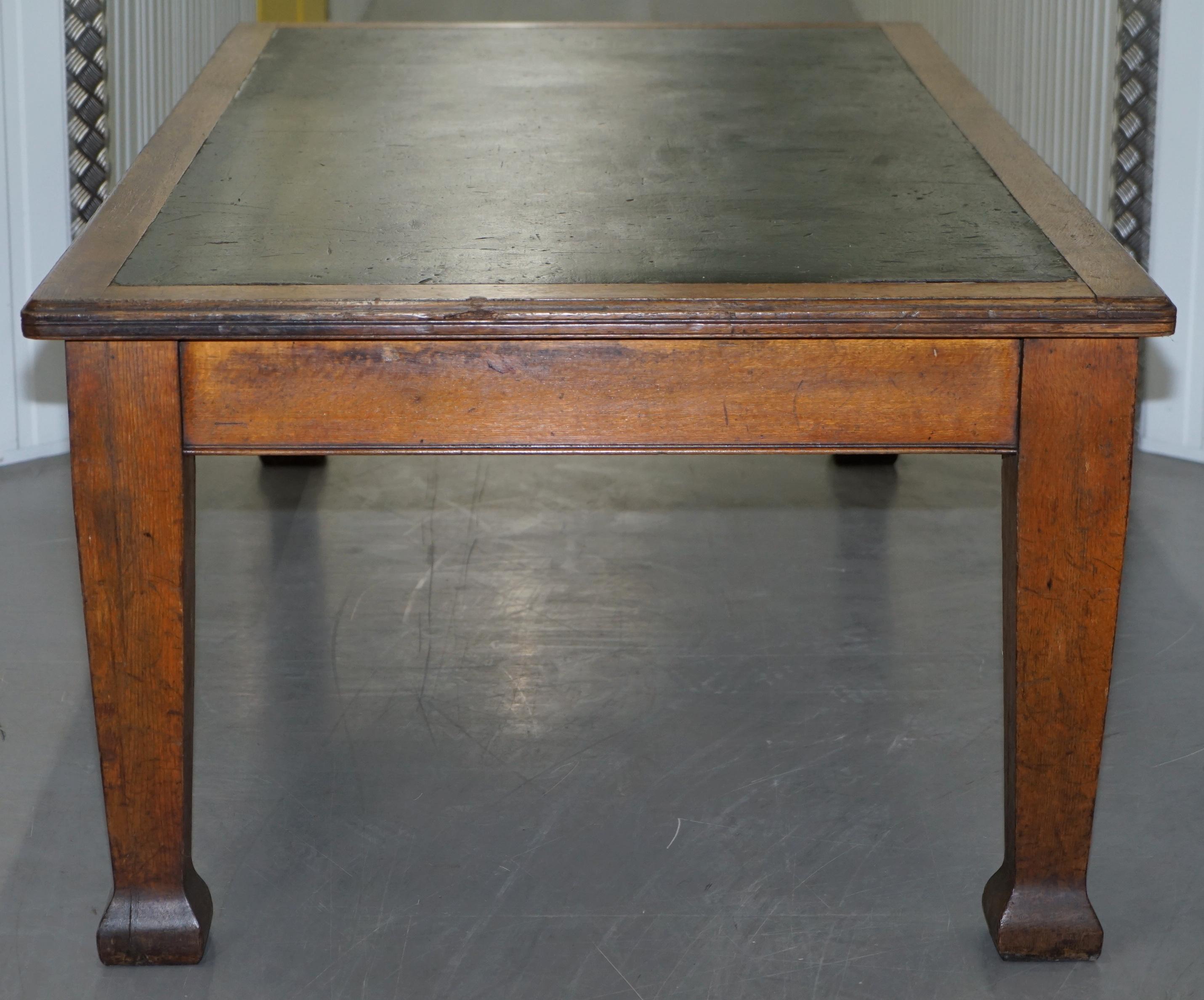 Huge circa 1900 Solid Oak Refectory Library Dining Table Lovely Thick Legs 6