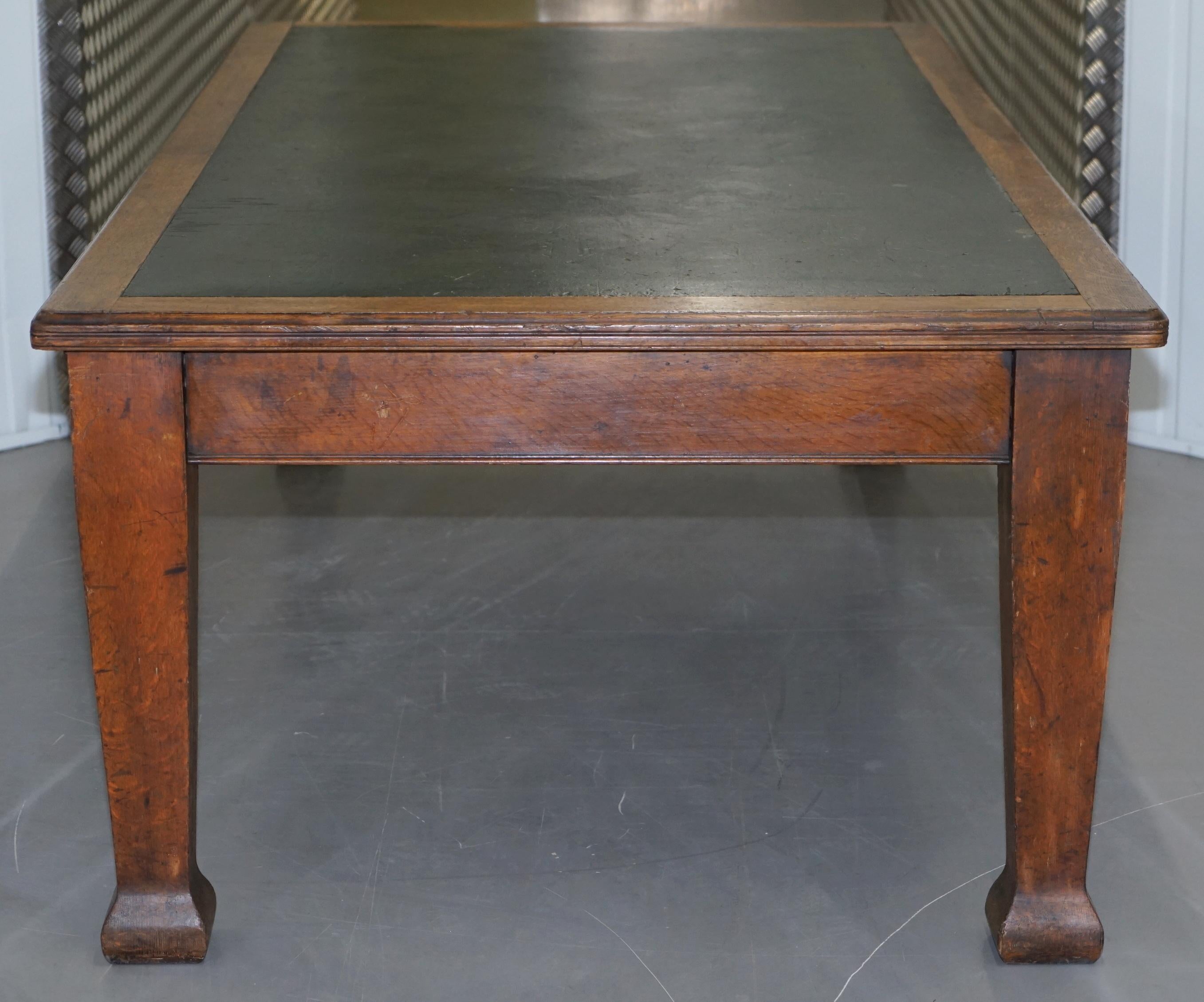Huge circa 1900 Solid Oak Refectory Library Dining Table Lovely Thick Legs 10