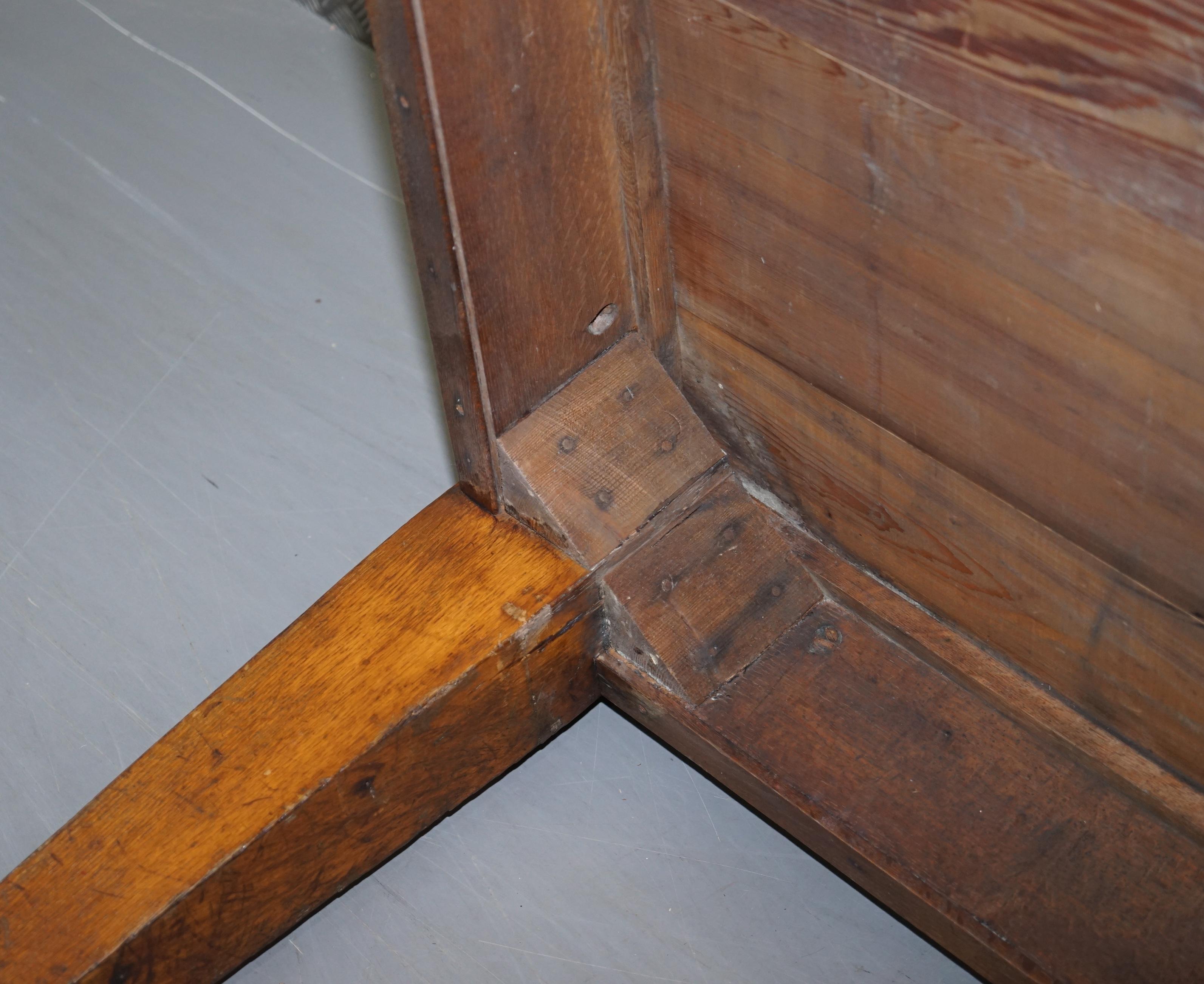 Huge circa 1900 Solid Oak Refectory Library Dining Table Lovely Thick Legs 12