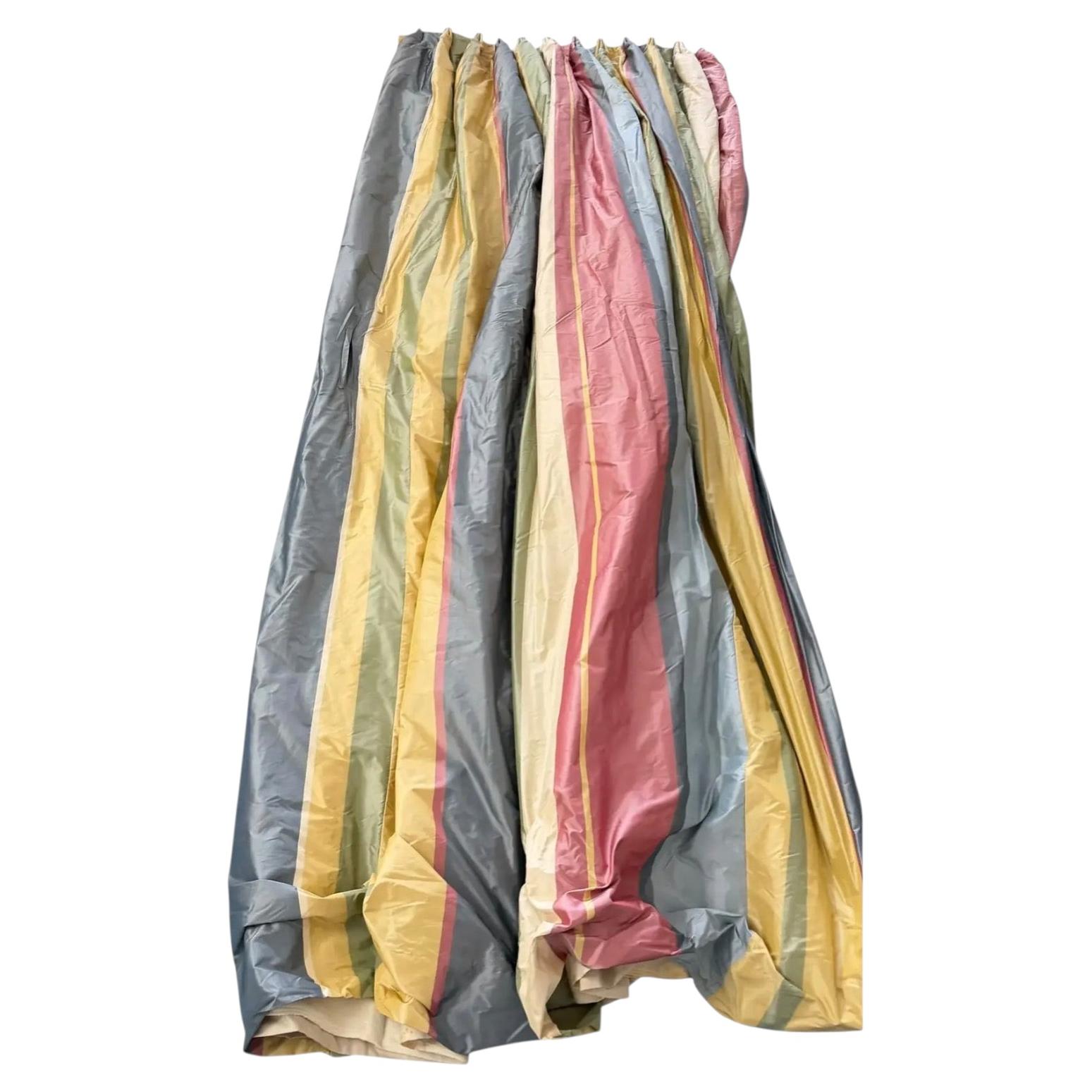 Huge Clarence House Silk Stripe Drapery Panel - 1 of 10 For Sale