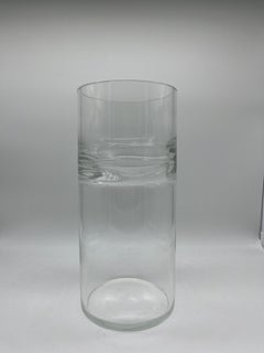 Riesige Klarglasvase, Zylinder mit Glasringdetail 1970er Jahre