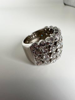 Huge cocktail ring 5ct 18kt whit gold wide diamond ring designer ring