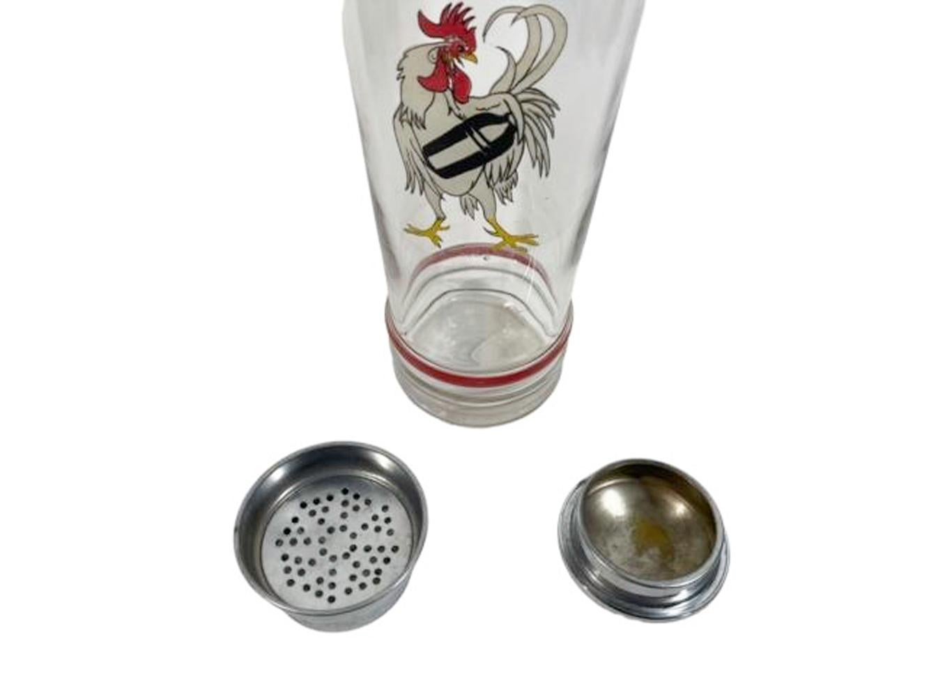 Glass Huge Cocktail Shaker w/ Illustration by The New Yorker Cartoonist D.T. Carlisle For Sale