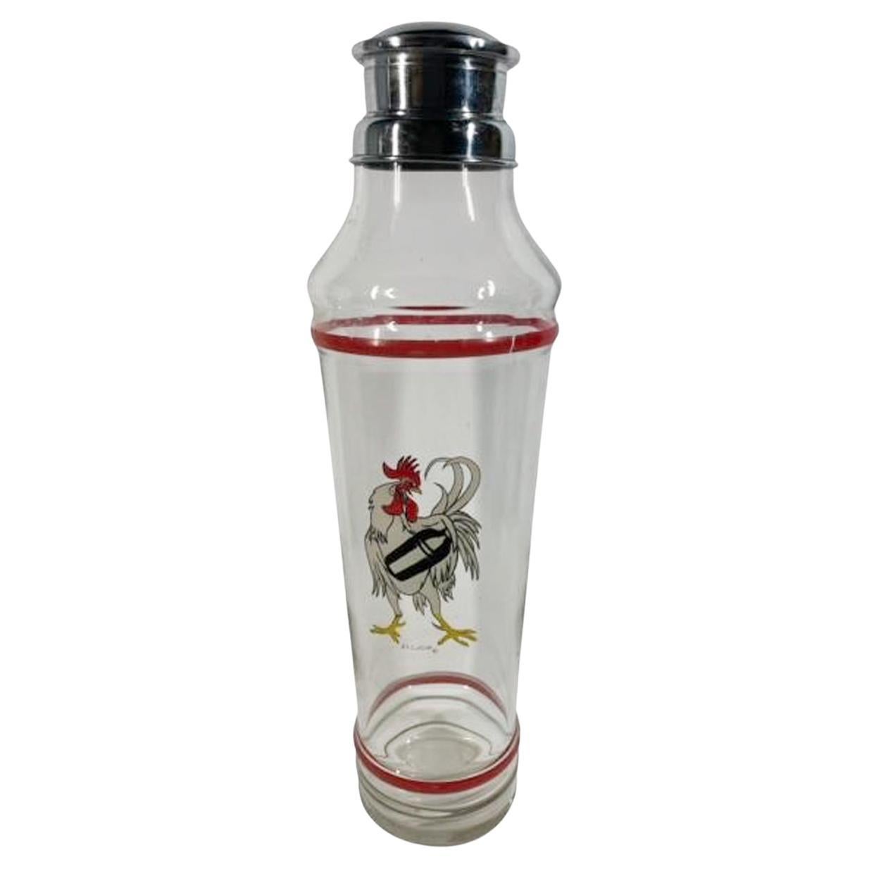 Énorme shaker à cocktail avec illustration du dessinateur cartooniste new-yorkais D.T. Carlisle