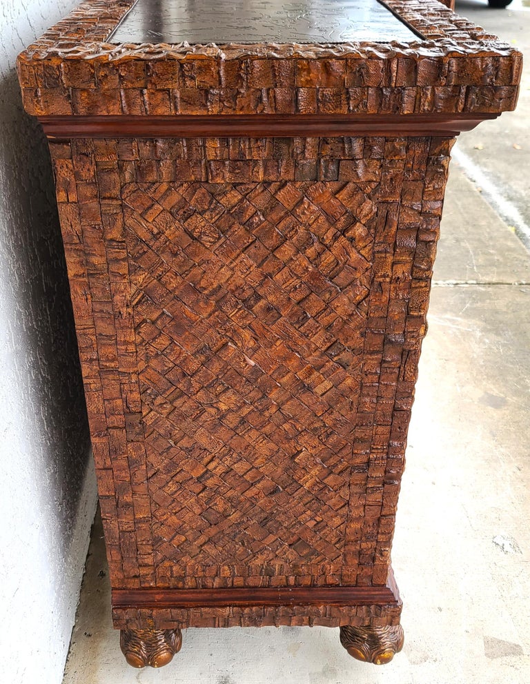 Huge Coconut Shell, Brass Elephants and Brass Top Bar Cabinet by Lloyd ...