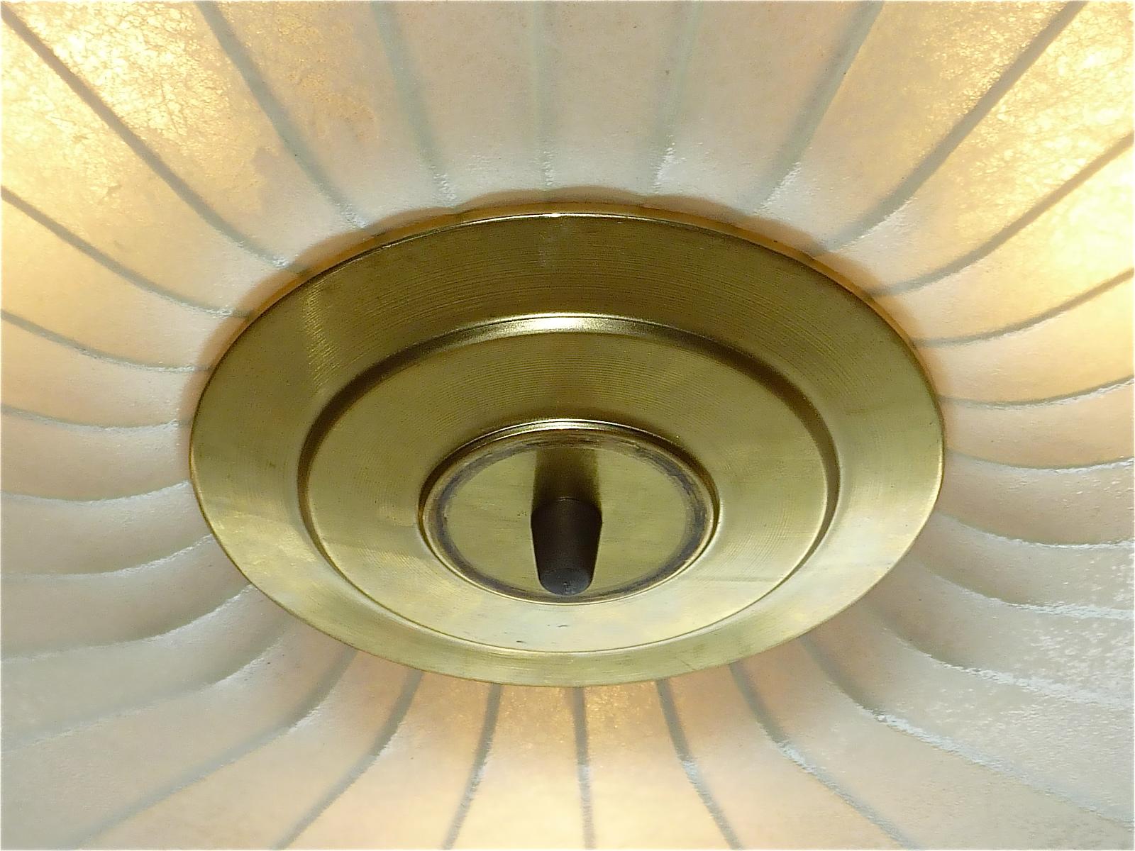 Huge Cocoon Flush Mount Chandelier Italian Ceiling Lamp Light Brass, 1950s 13