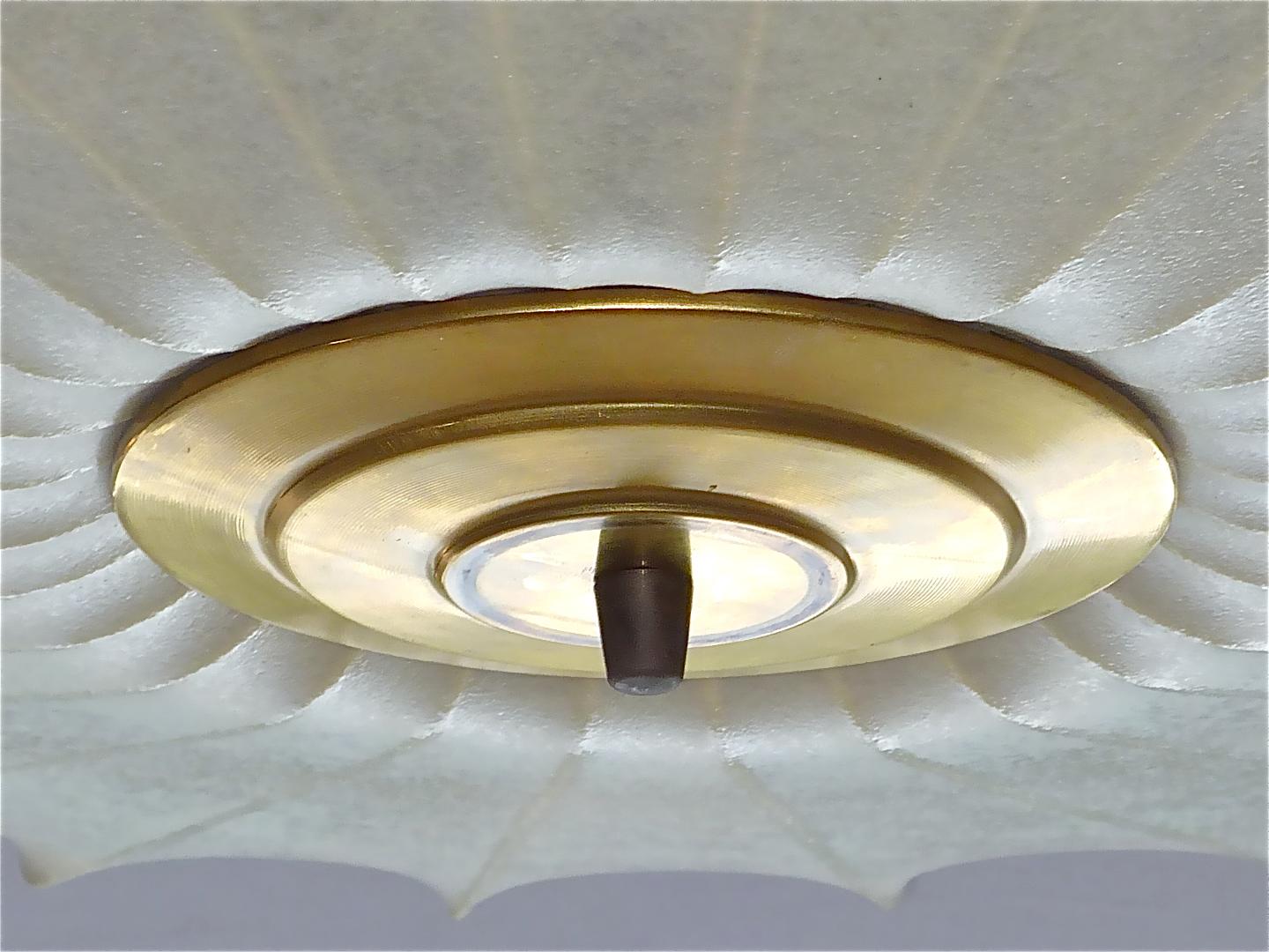 Huge Cocoon Flush Mount Chandelier Italian Ceiling Lamp Light Brass, 1950s 3