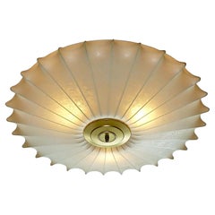 Huge Cocoon Flush Mount Chandelier Italian Ceiling Lamp Light Brass, 1950s