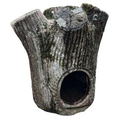 Antique huge concrete faux wood niche