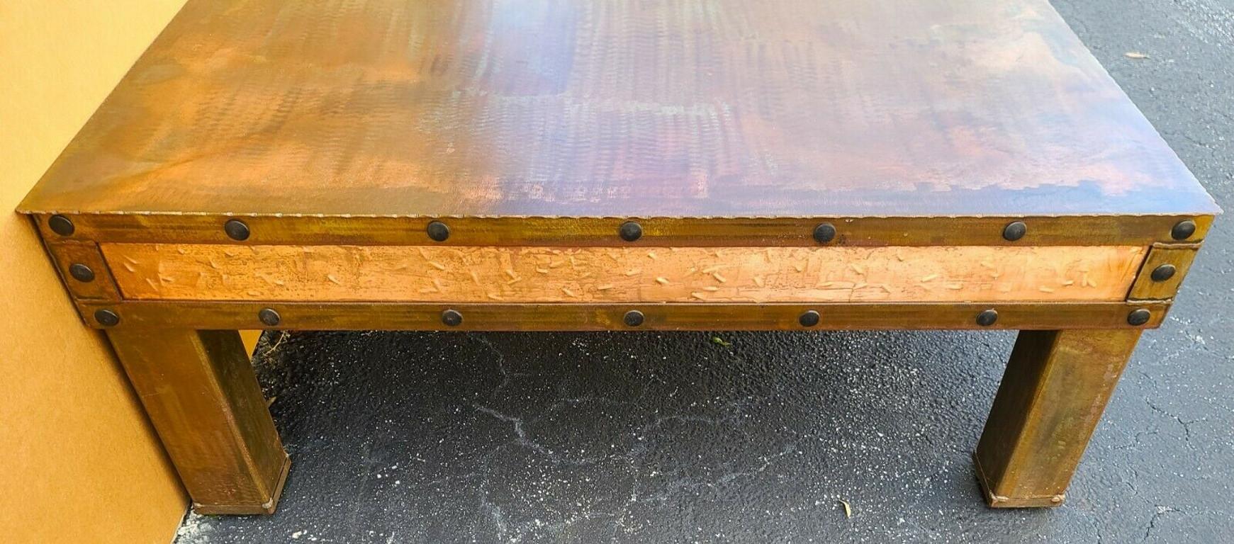 Hand-Crafted Huge Copper Coffee Cocktail Table For Sale