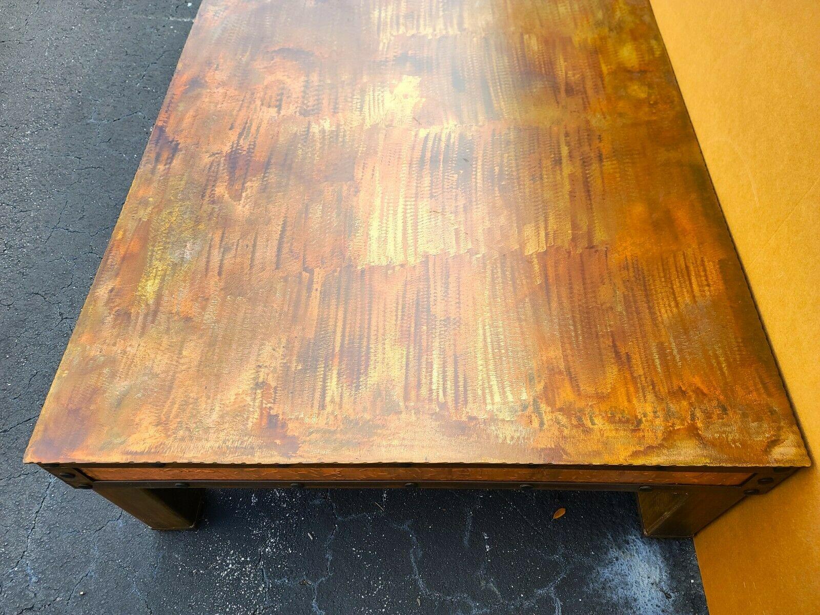 Late 20th Century Huge Copper Coffee Cocktail Table For Sale
