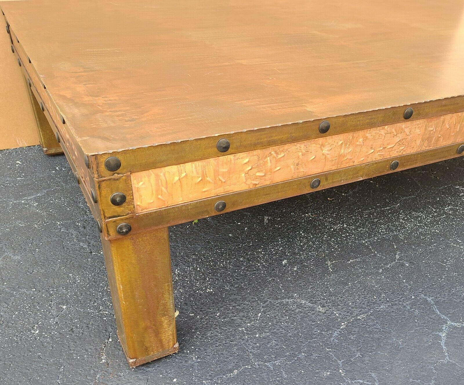 Huge Copper Coffee Cocktail Table For Sale 4