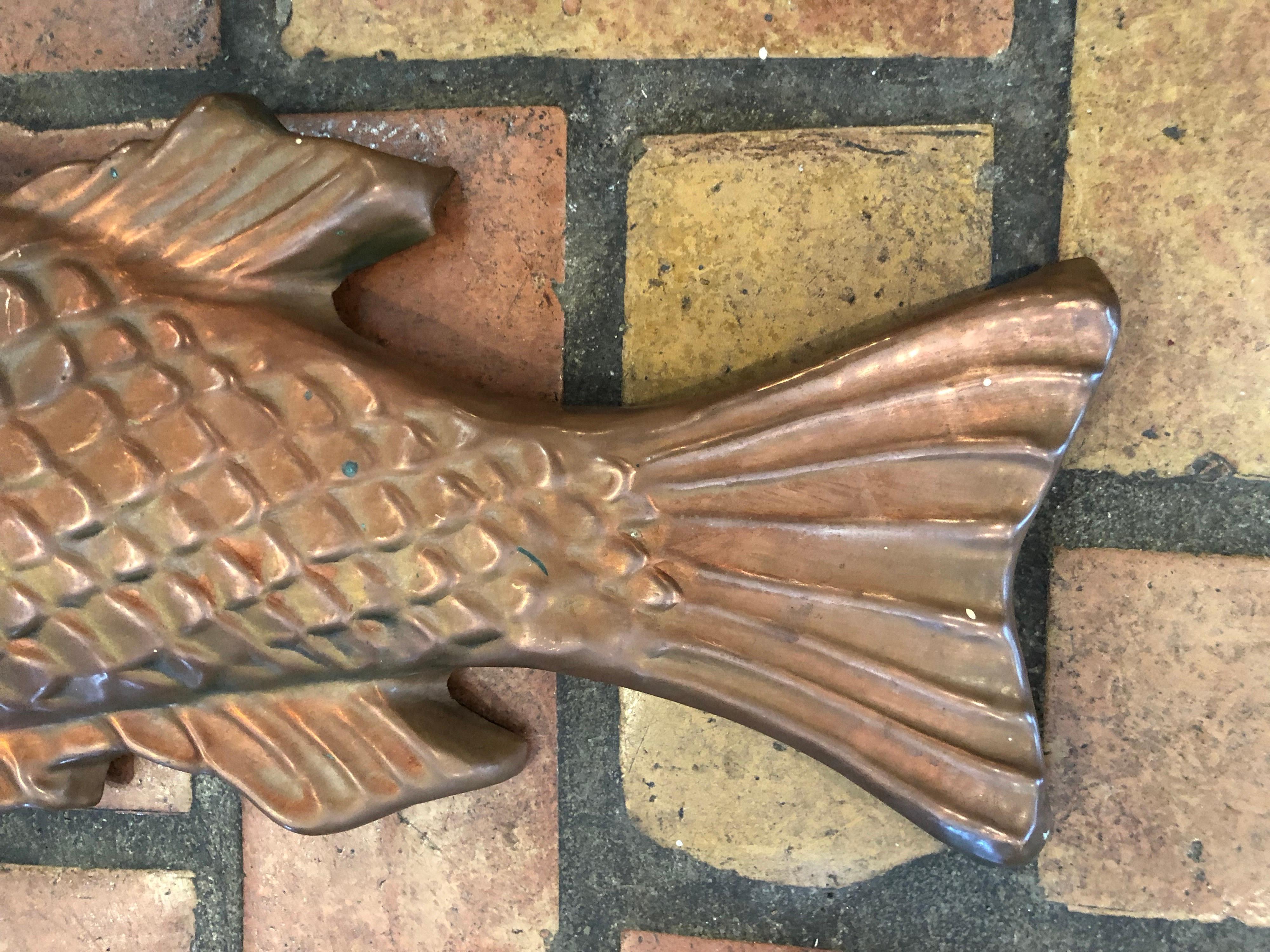 Mid-20th Century Huge Copper Mold of Fish