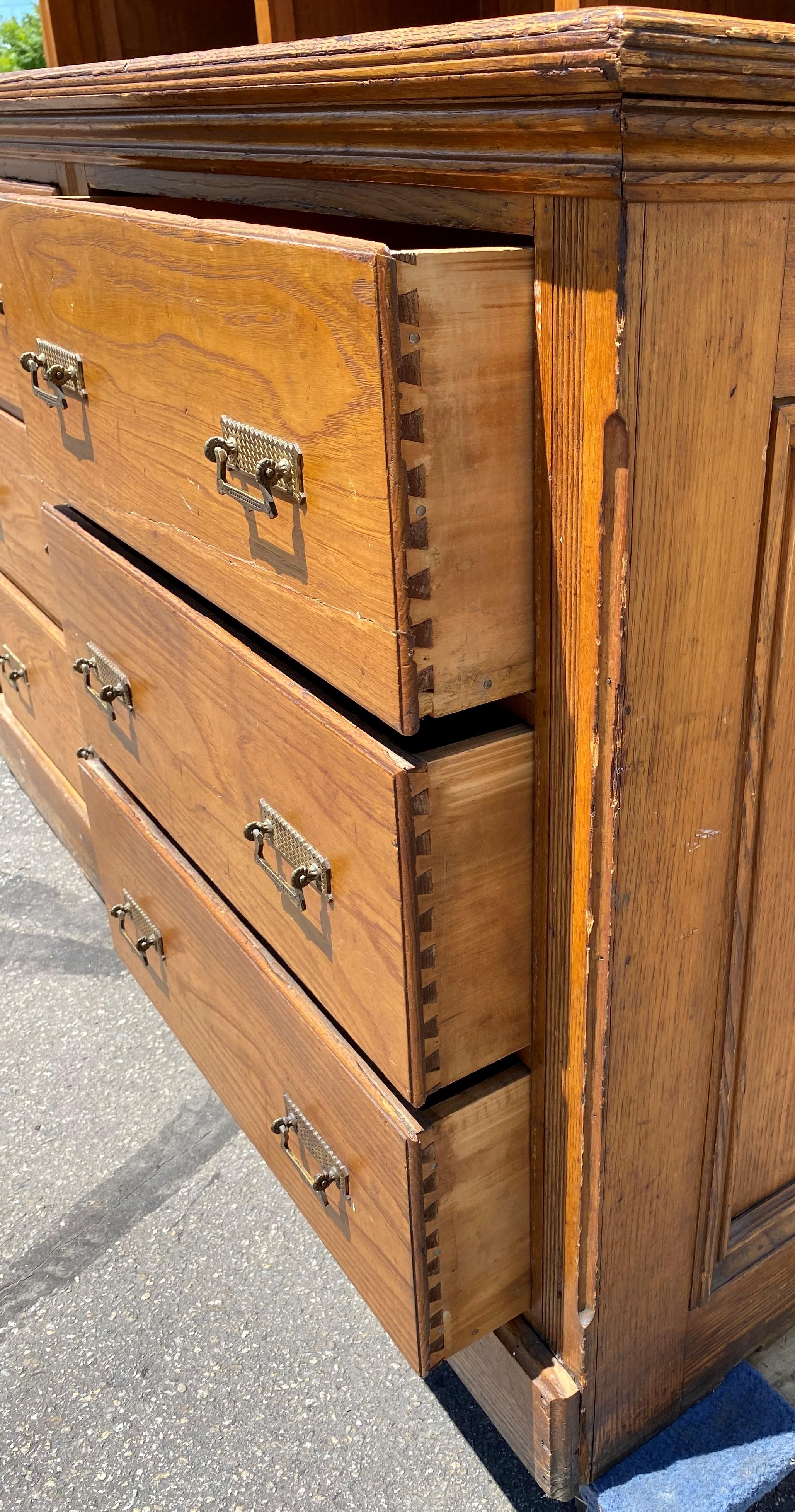 20th Century Huge Country Store Multi-Drawer Cabinet with Bookcase Top