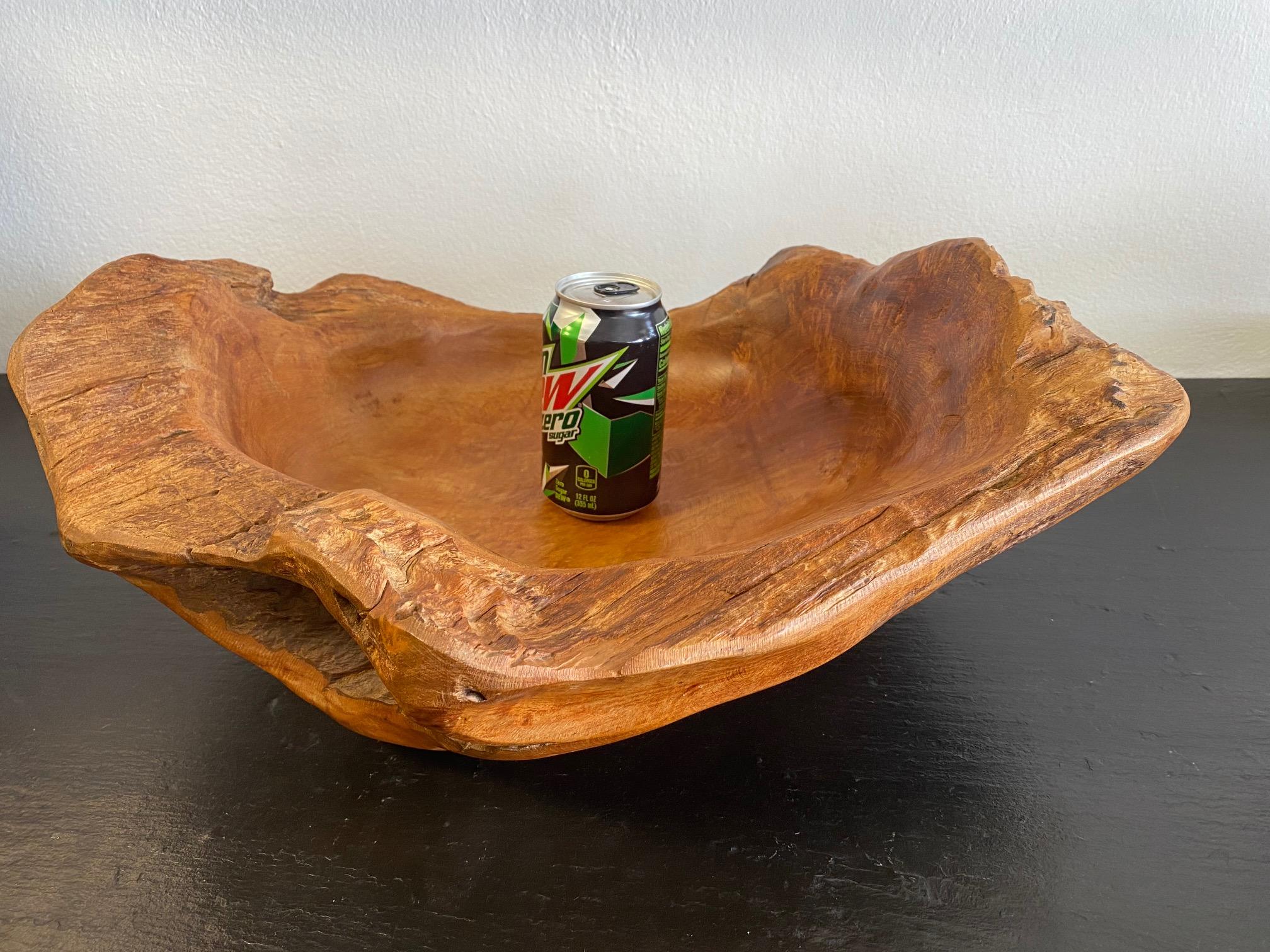 Late 20th Century Huge Craved Wood Bowl For Sale