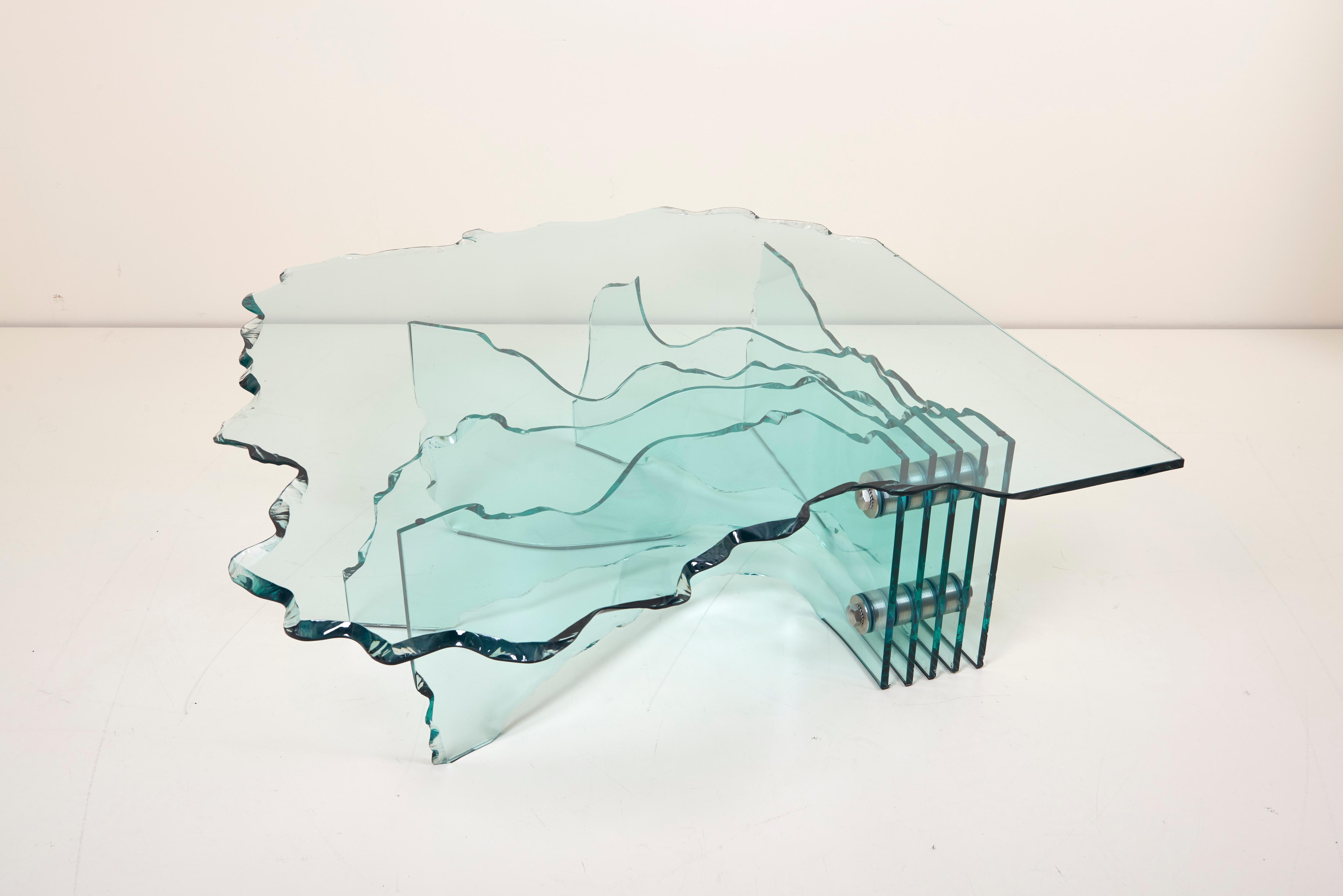 Huge Crystal Cut Glass Shell Coffee Table by Danny Lane for Fiam 2
