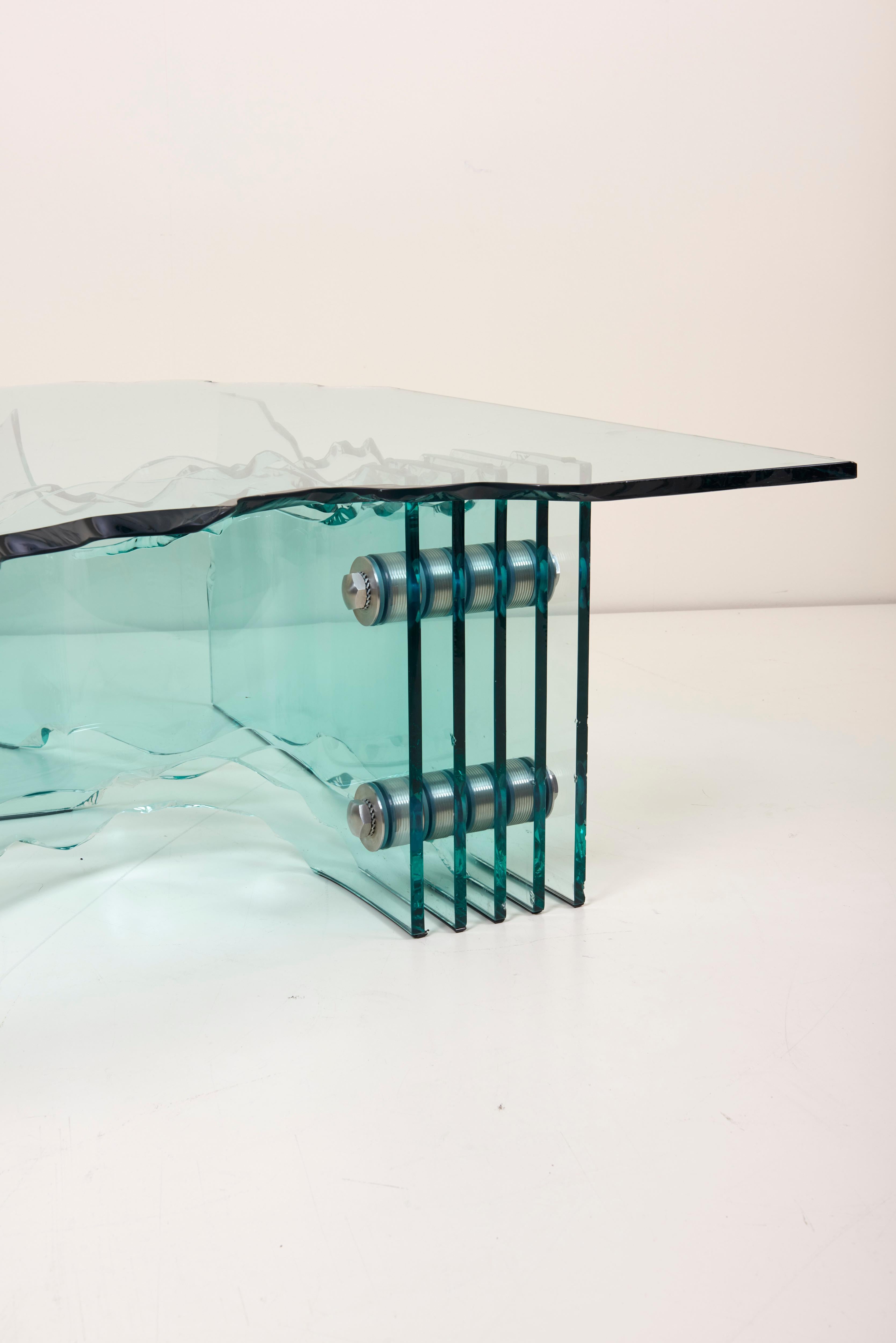 Huge Crystal Cut Glass Shell Coffee Table by Danny Lane for Fiam 3