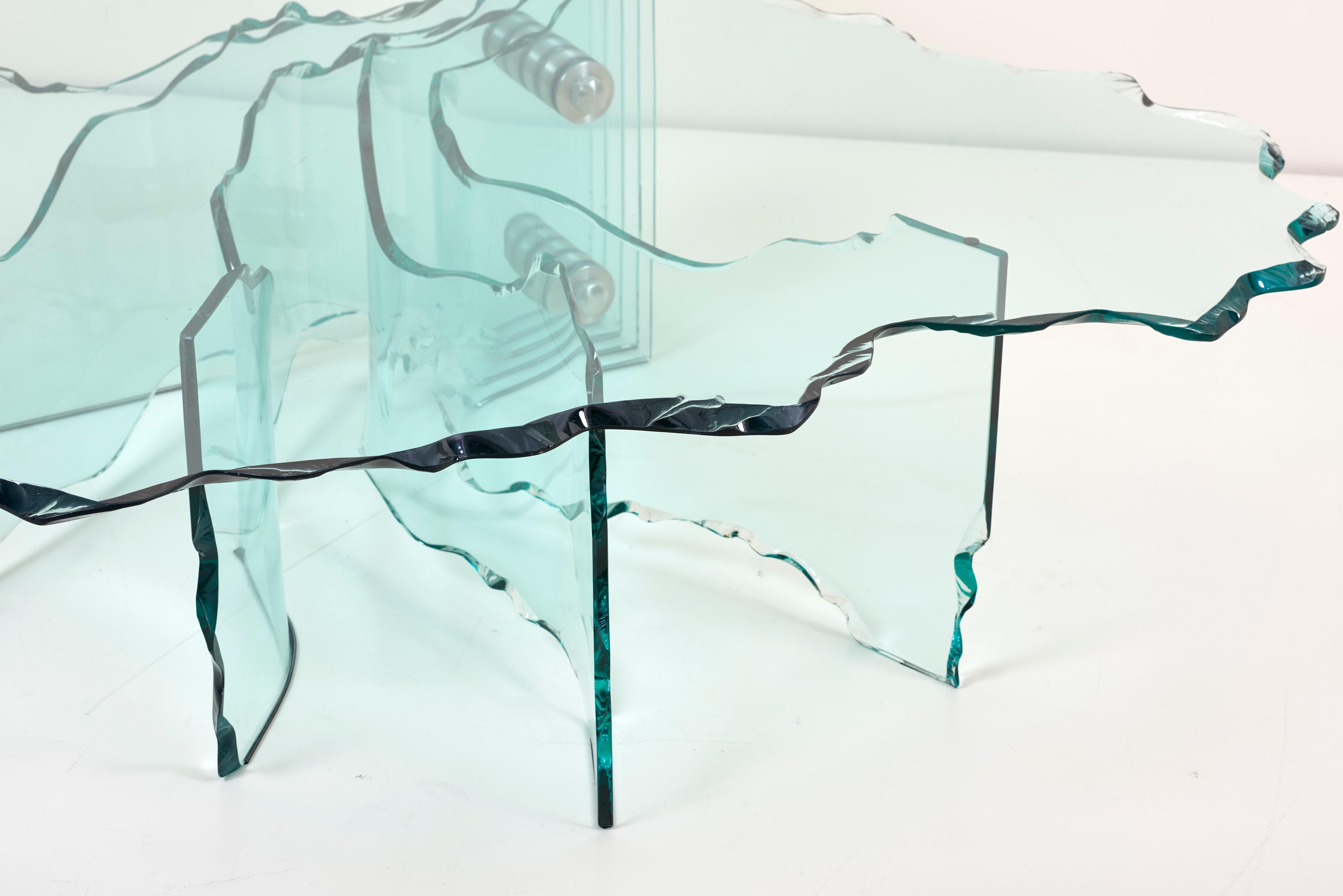 Großer Couchtisch aus geschliffenem Kristallglas mit Muscheln von Danny Lane für Fiam (Moderne der Mitte des Jahrhunderts) im Angebot