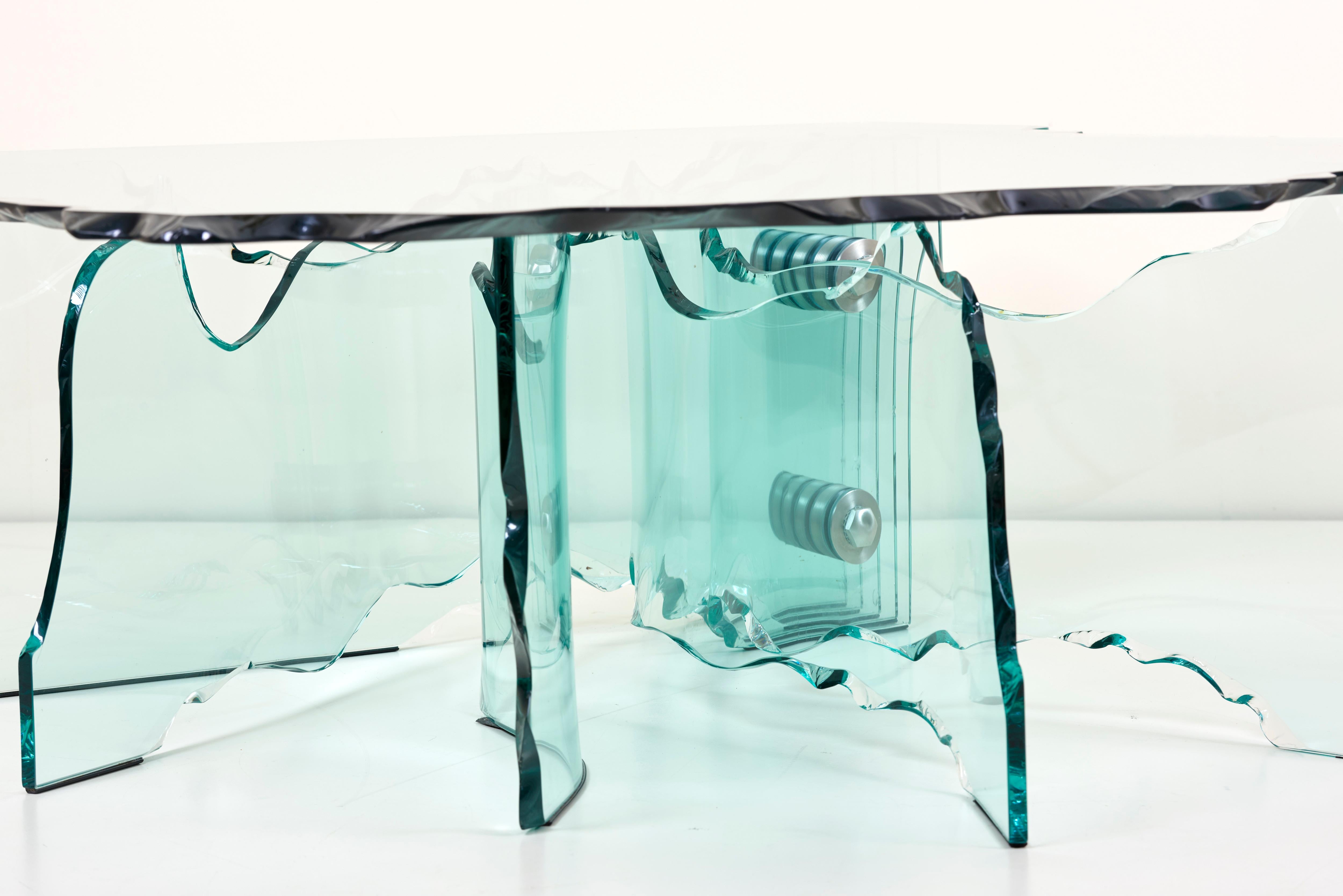 Mid-Century Modern Huge Crystal Cut Glass Shell Coffee Table by Danny Lane for Fiam For Sale