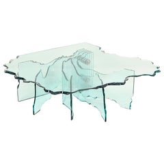 Grande table basse en forme de coquille en verre taillé en cristal de Danny Lane pour Fiam