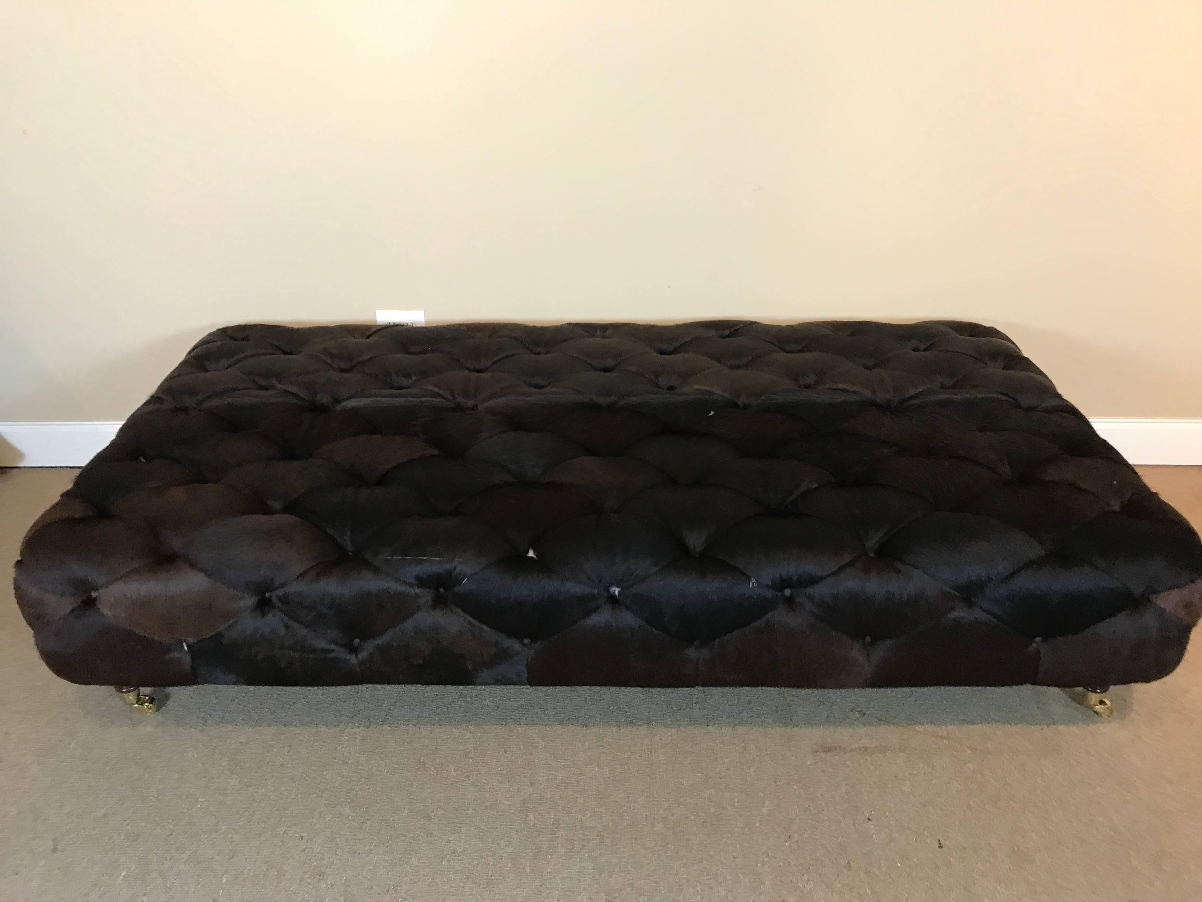 Huge Custom Cowhide Ottoman/ Coffee Table For Sale 4