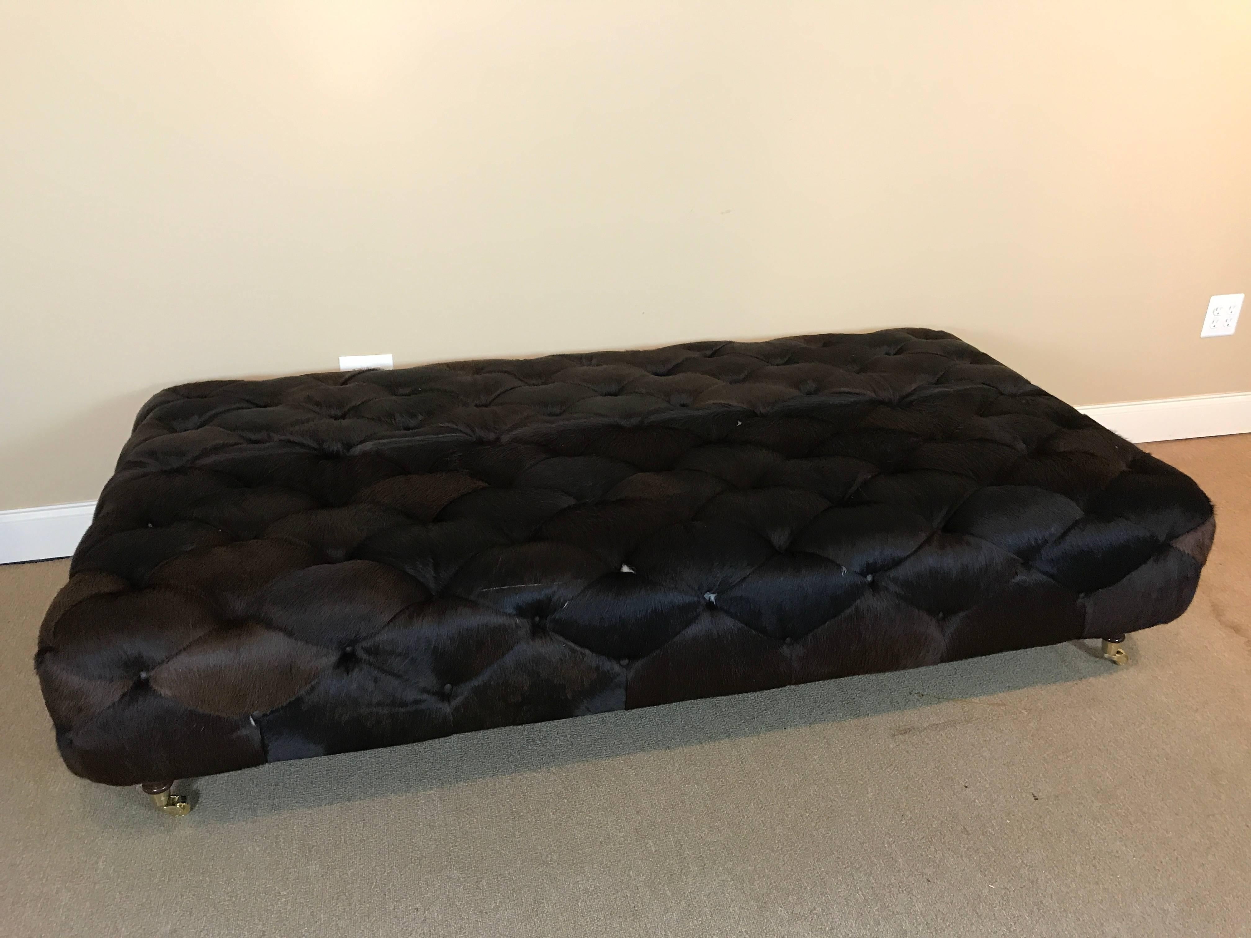 Huge Custom Cowhide Ottoman/ Coffee Table For Sale 5