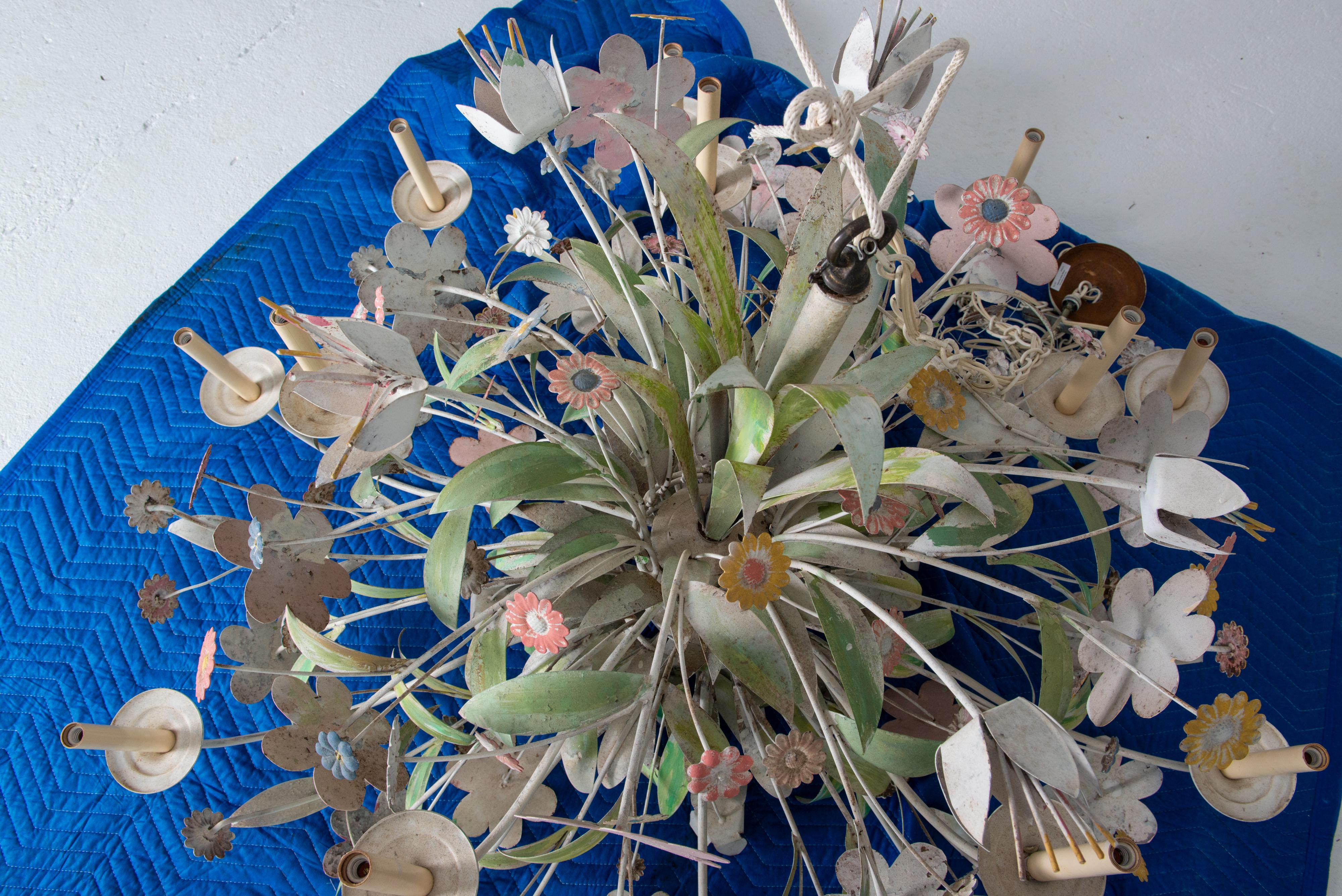 Huge Custom Made Metal Floral Chandelier For Sale 7
