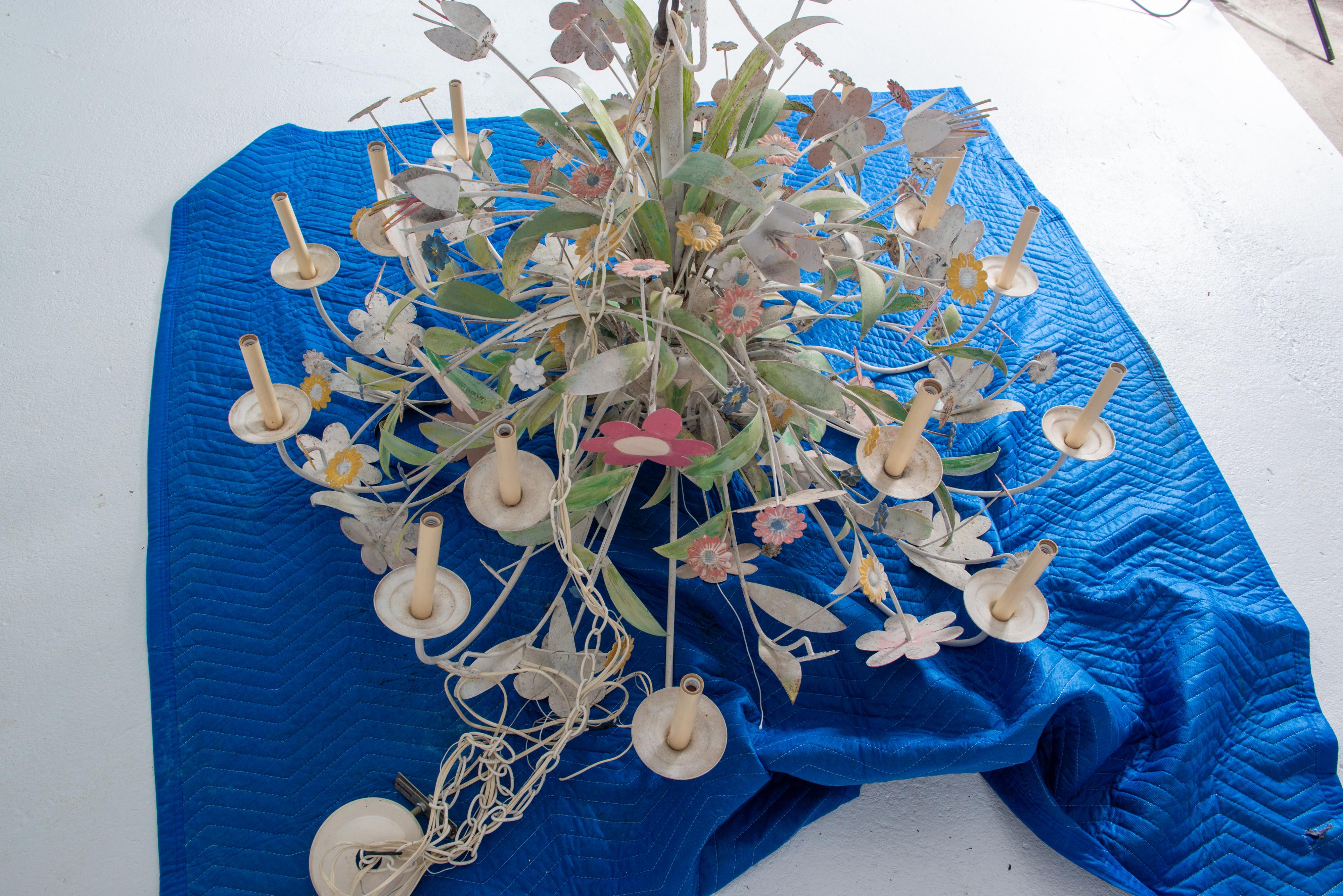 Huge Custom Made Metal Floral Chandelier For Sale 8