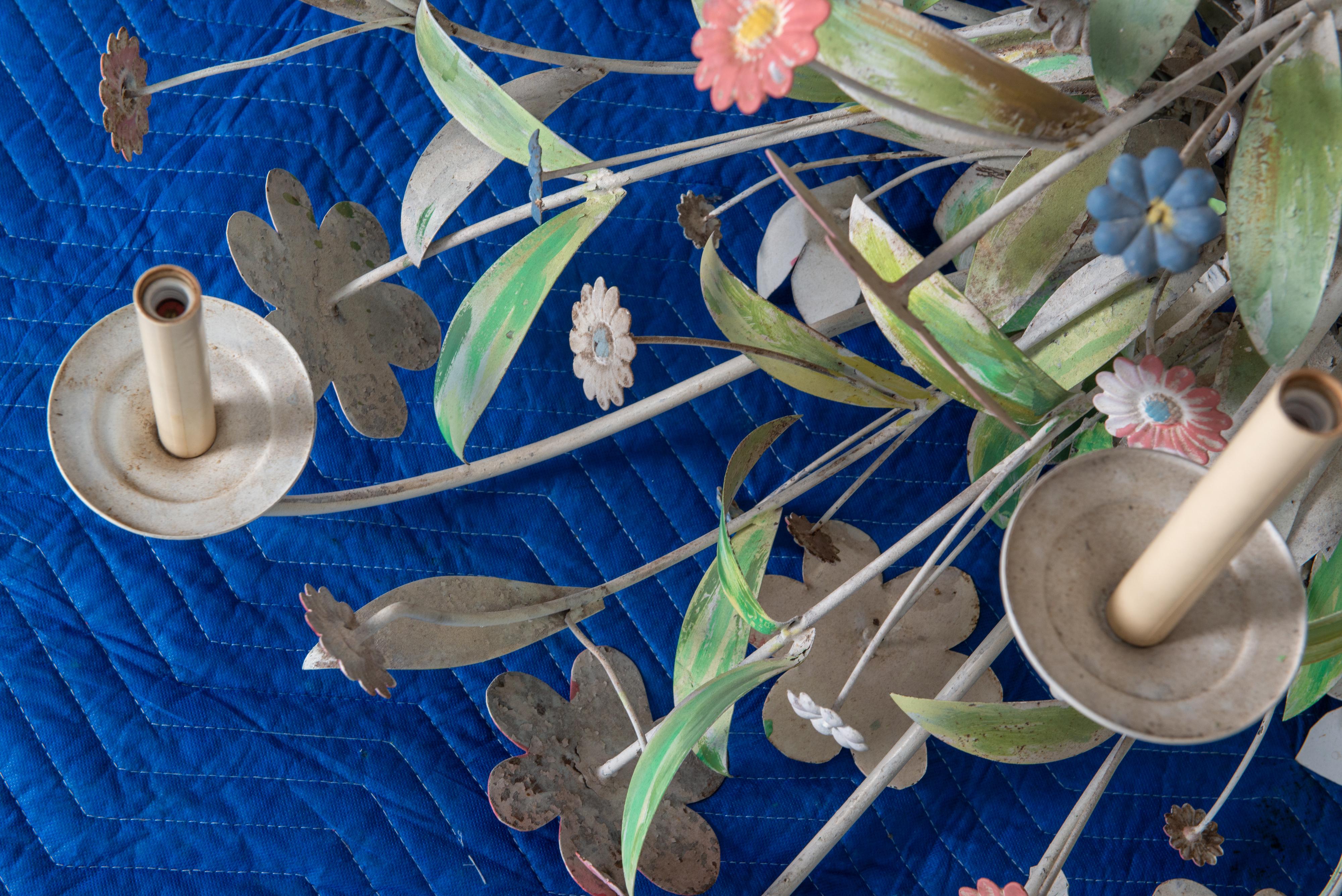 Huge Custom Made Metal Floral Chandelier For Sale 11