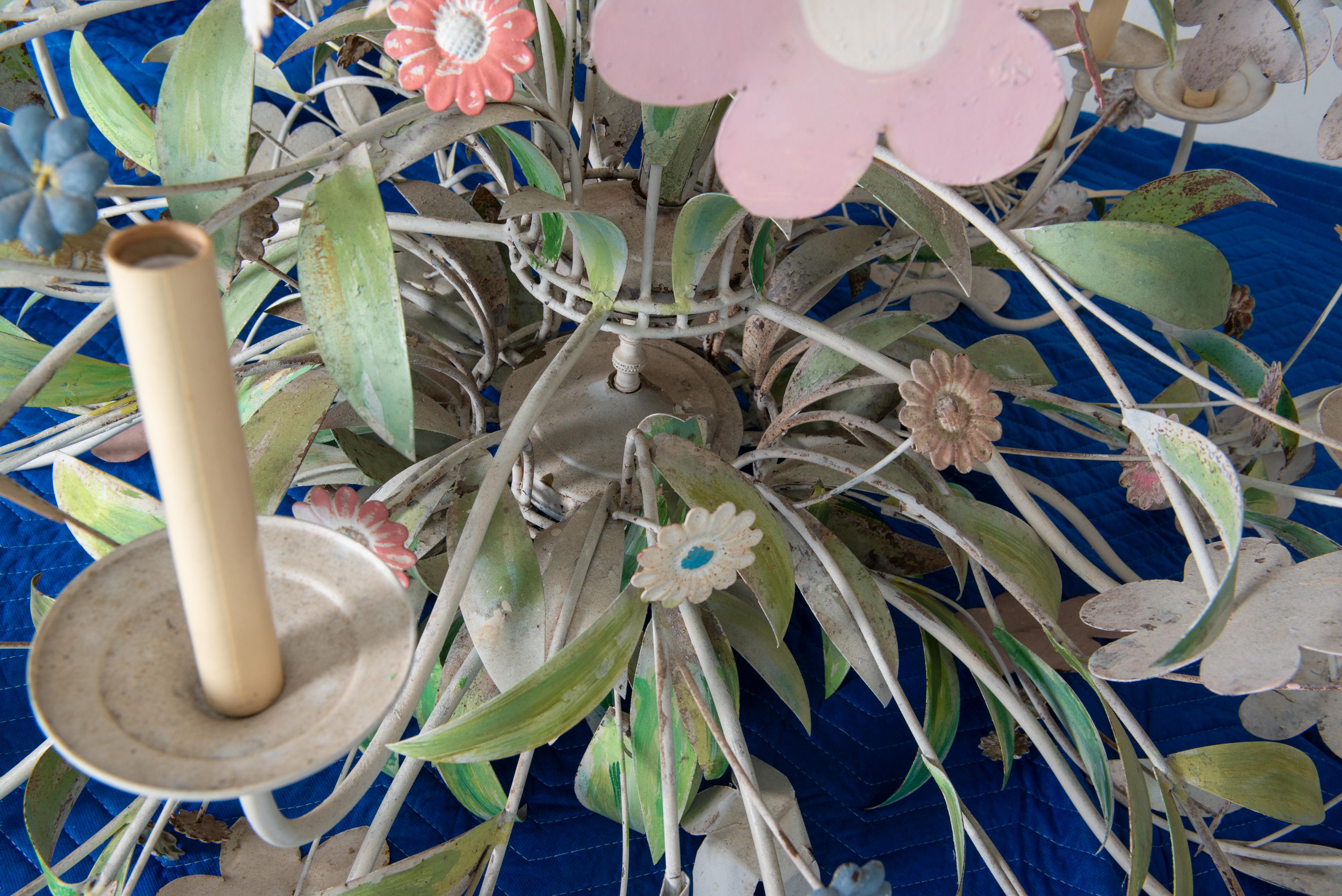 Huge Custom Made Metal Floral Chandelier For Sale 12