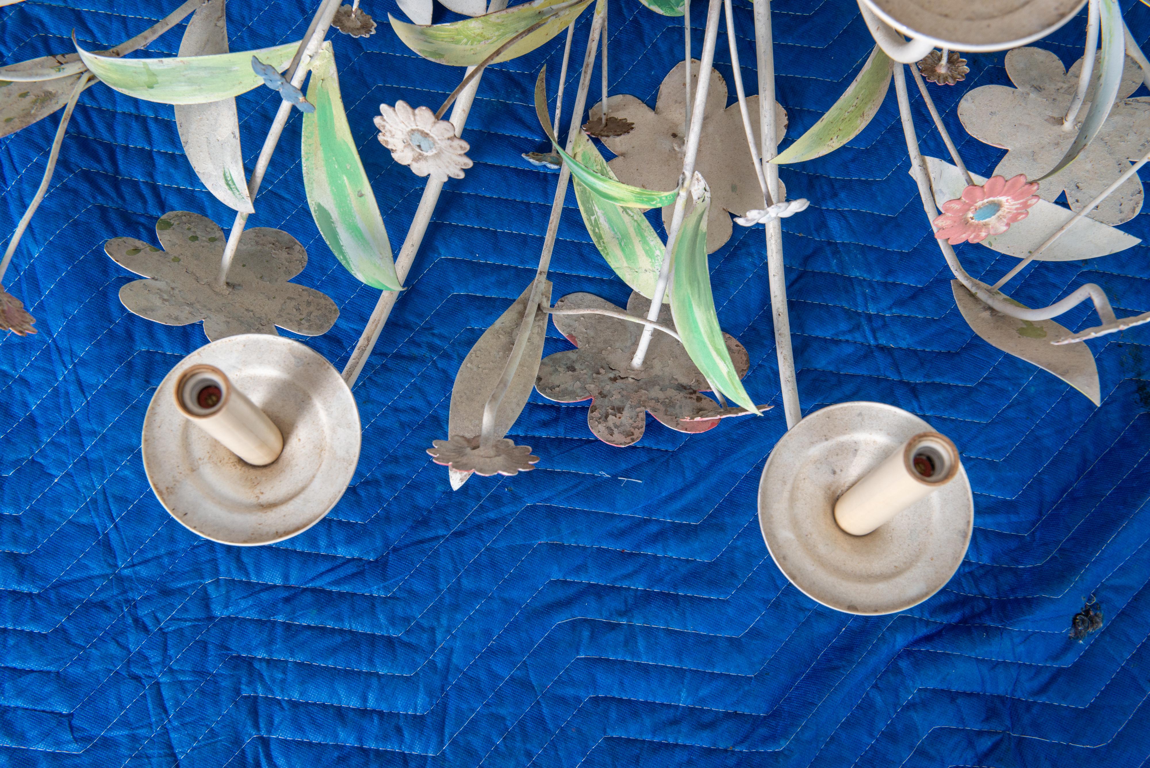 Huge Custom Made Metal Floral Chandelier For Sale 1