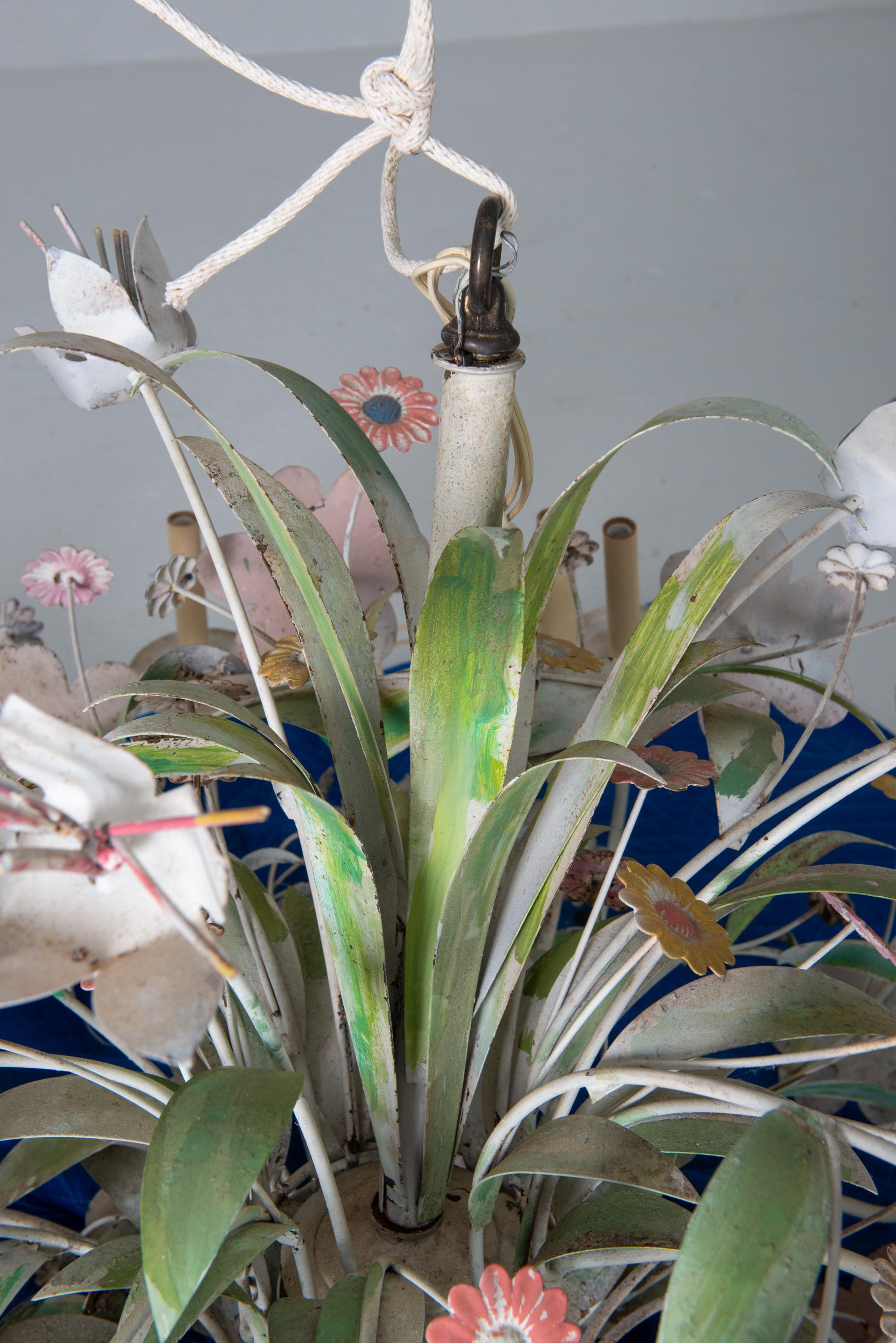 Huge Custom Made Metal Floral Chandelier For Sale 2