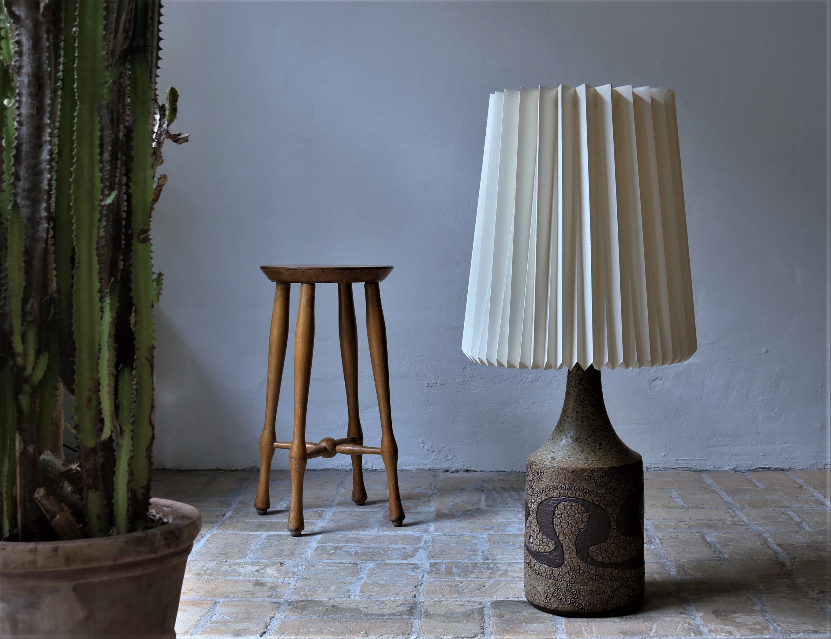 Huge Danish Modern 1960s Ceramic Floor Lamp with Robert Kasal Le Klint Shade 3