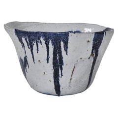 Monumental Danish Modern Blue White Stoneware Bowl by Ole Bjørn Krüger, 1960s